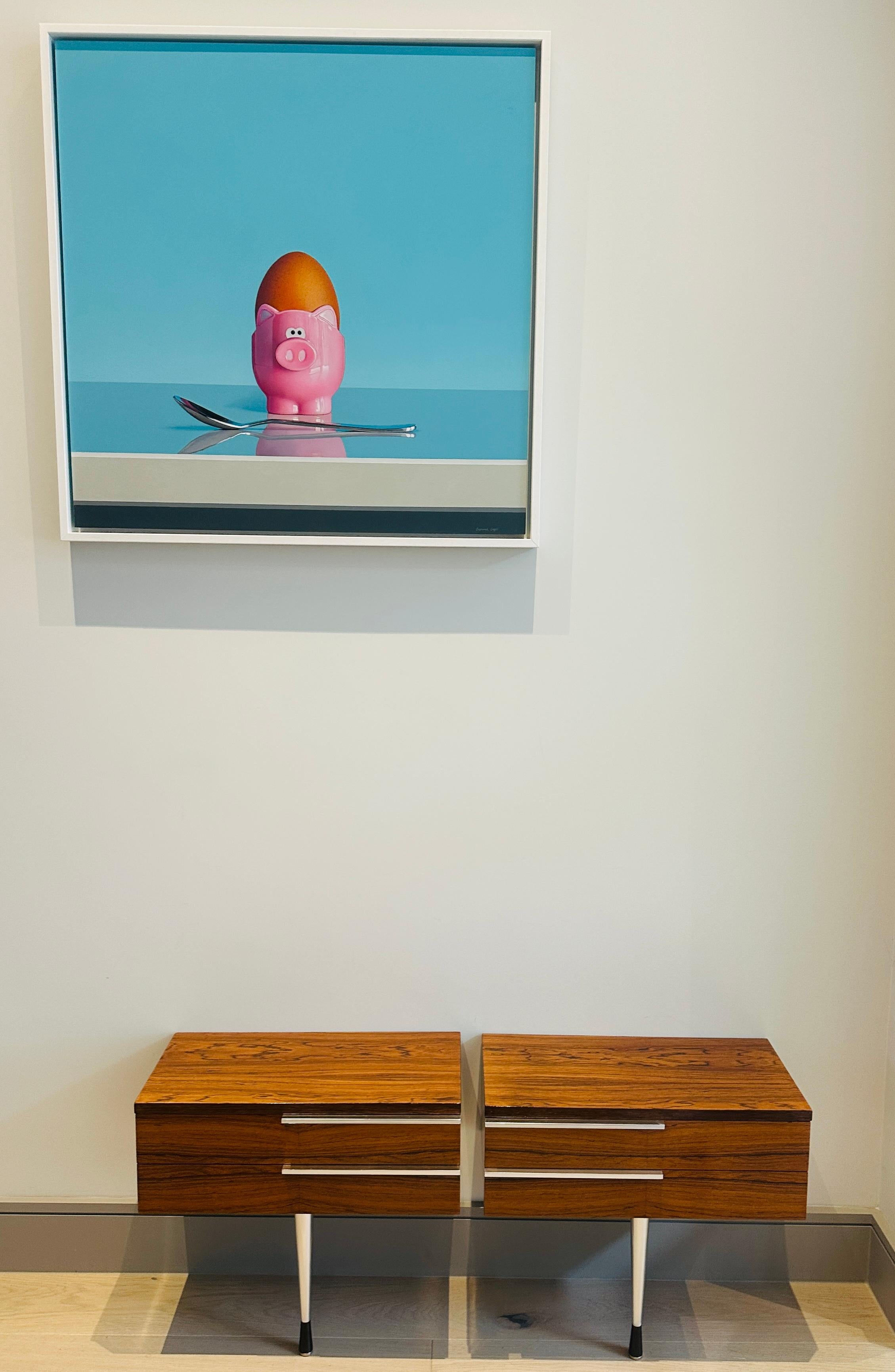 Pair of 1960s Danish Rosewood Veneer & Polished Chrome Wall Hung Nightstands 5