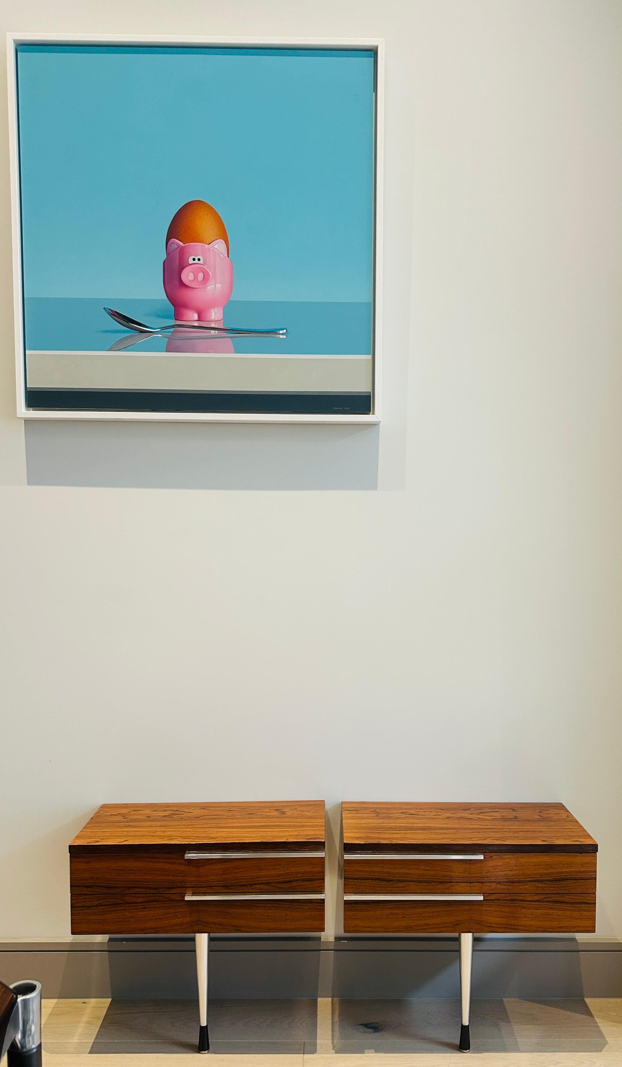 Pair of 1960s Danish Rosewood Veneer & Polished Chrome Wall Hung Nightstands 6