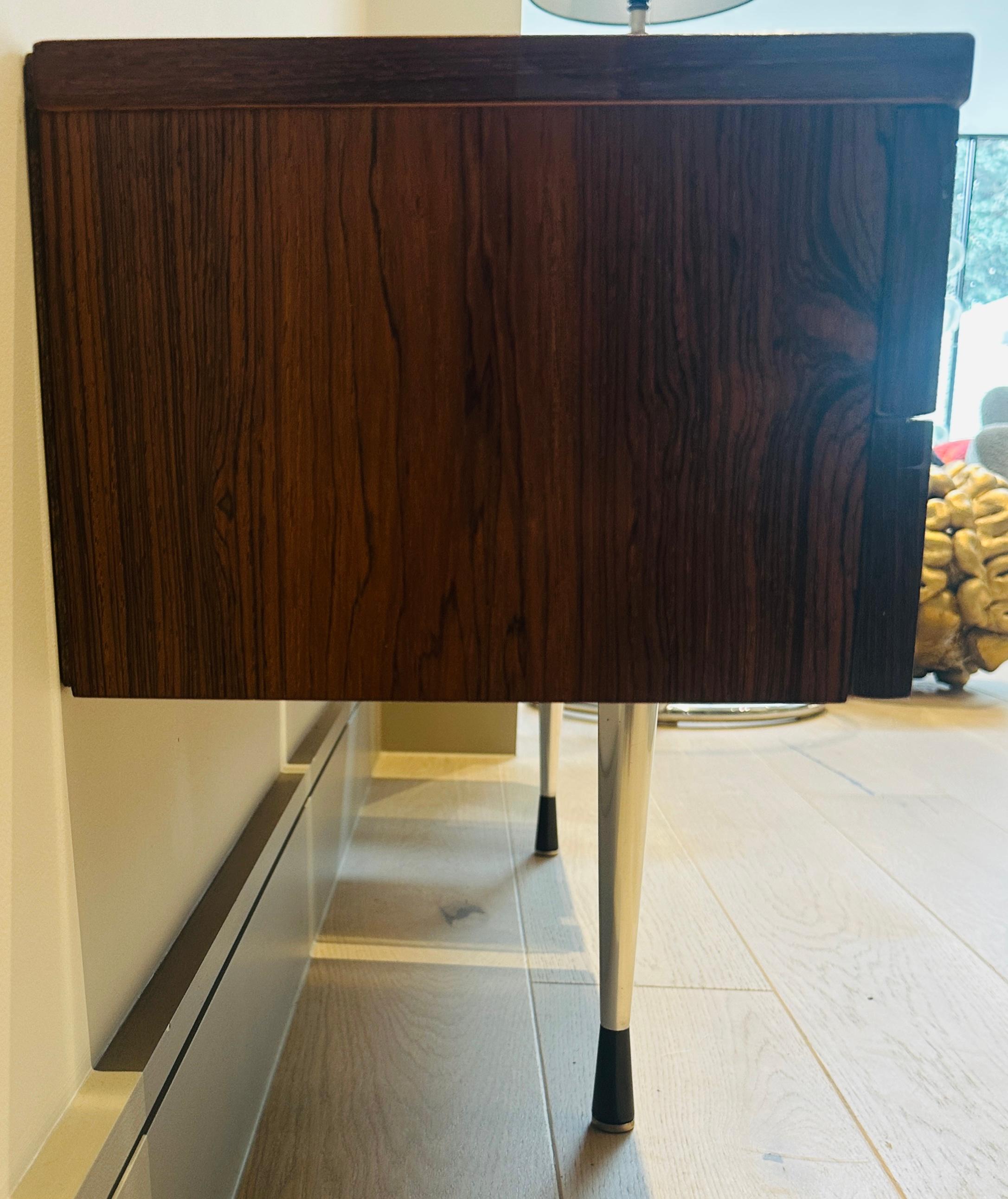 Pair of 1960s Danish Rosewood Veneer & Polished Chrome Wall Hung Nightstands 14