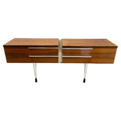 Pair of 1960s Danish Rosewood Veneer & Polished Chrome Wall Hung Nightstands