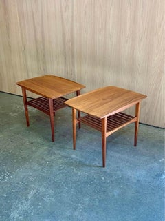 Pair of 1960s Danish Solid Teak Side End Tables by Edvard Kindt- Larsen