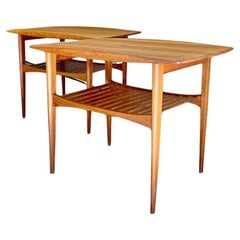 Pair of 1960s Danish Solid Teak Side  End Tables by Edvard Kindt- Larsen