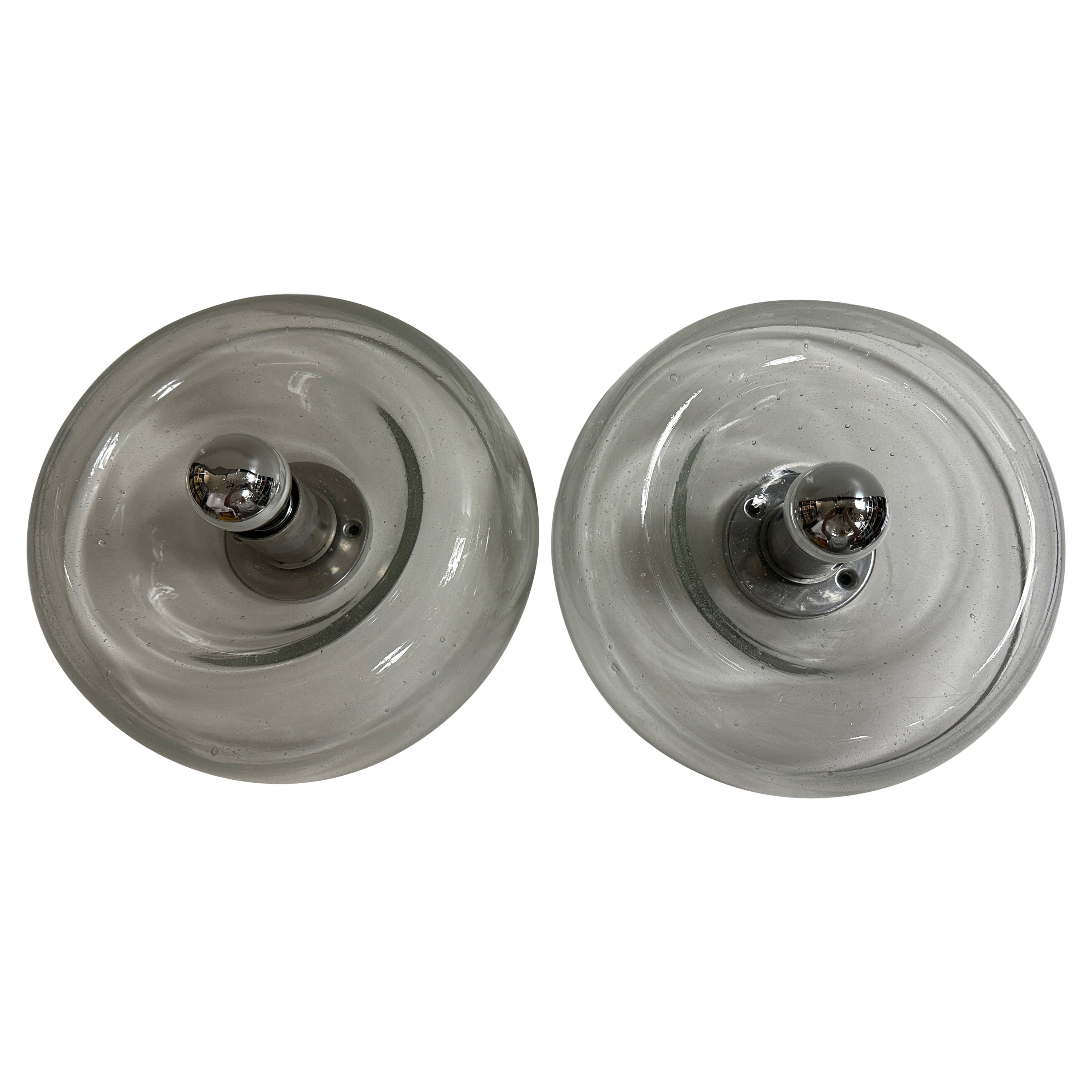 Pair of 1960s Donut Wall Lights or Flush Mounts Kalmar, Austria vintage