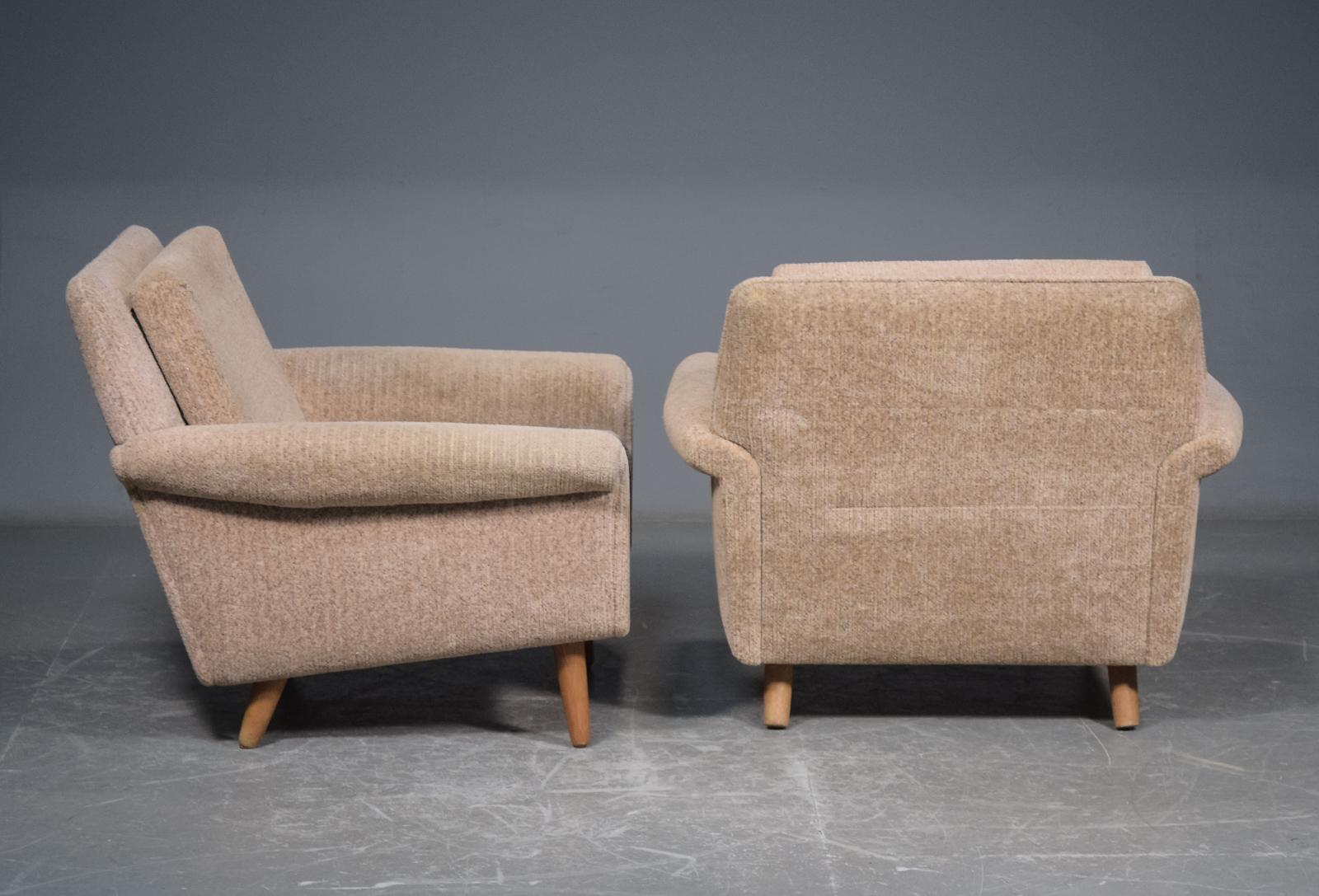 Mid-Century Modern Pair of 1960s Easy Lounge Chairs Model Diplomat by Aage Christiansen for ERAN