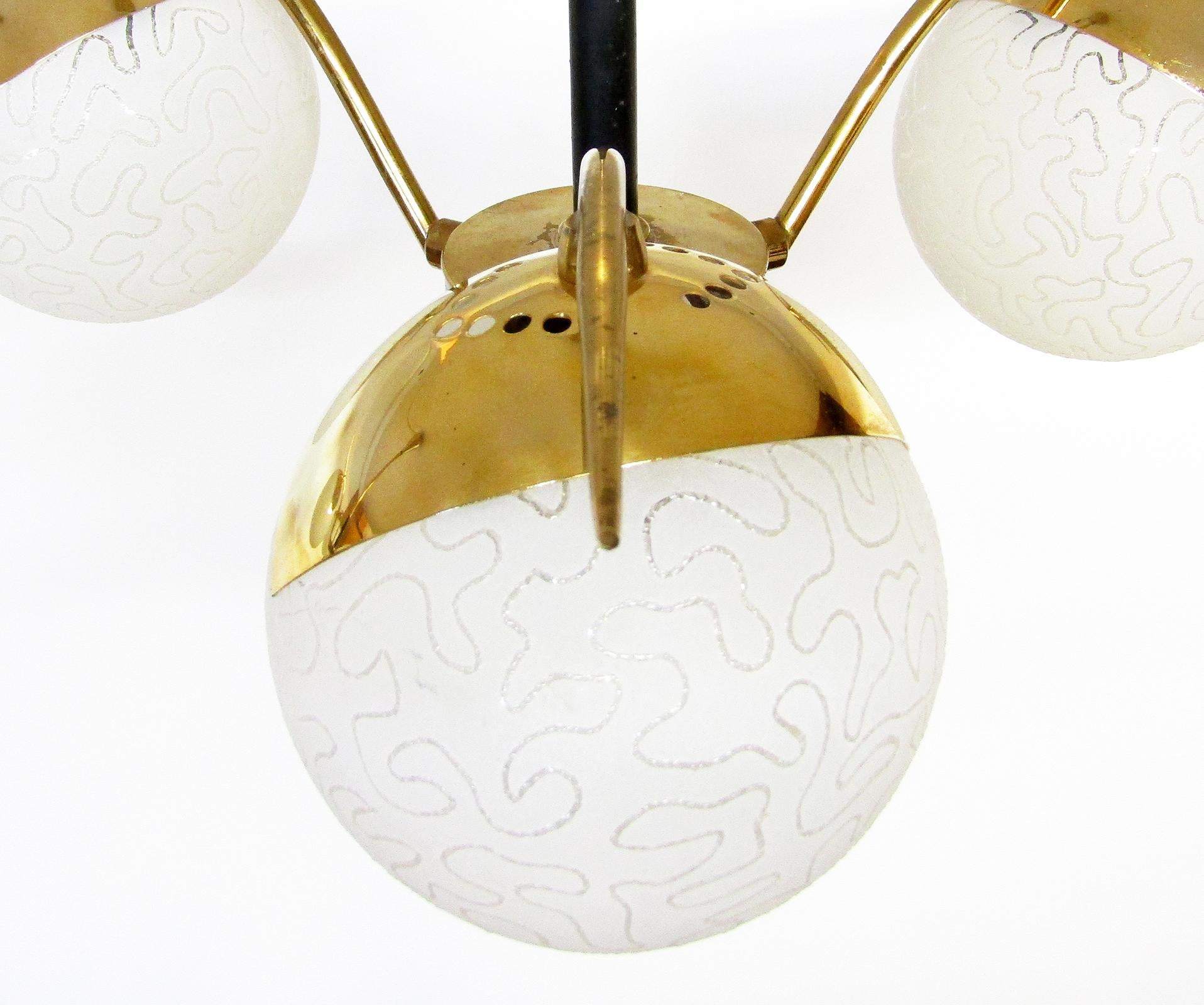 Pair of 1960s Etched Globe Madmen Chandeliers by Maison Arlus For Sale 2