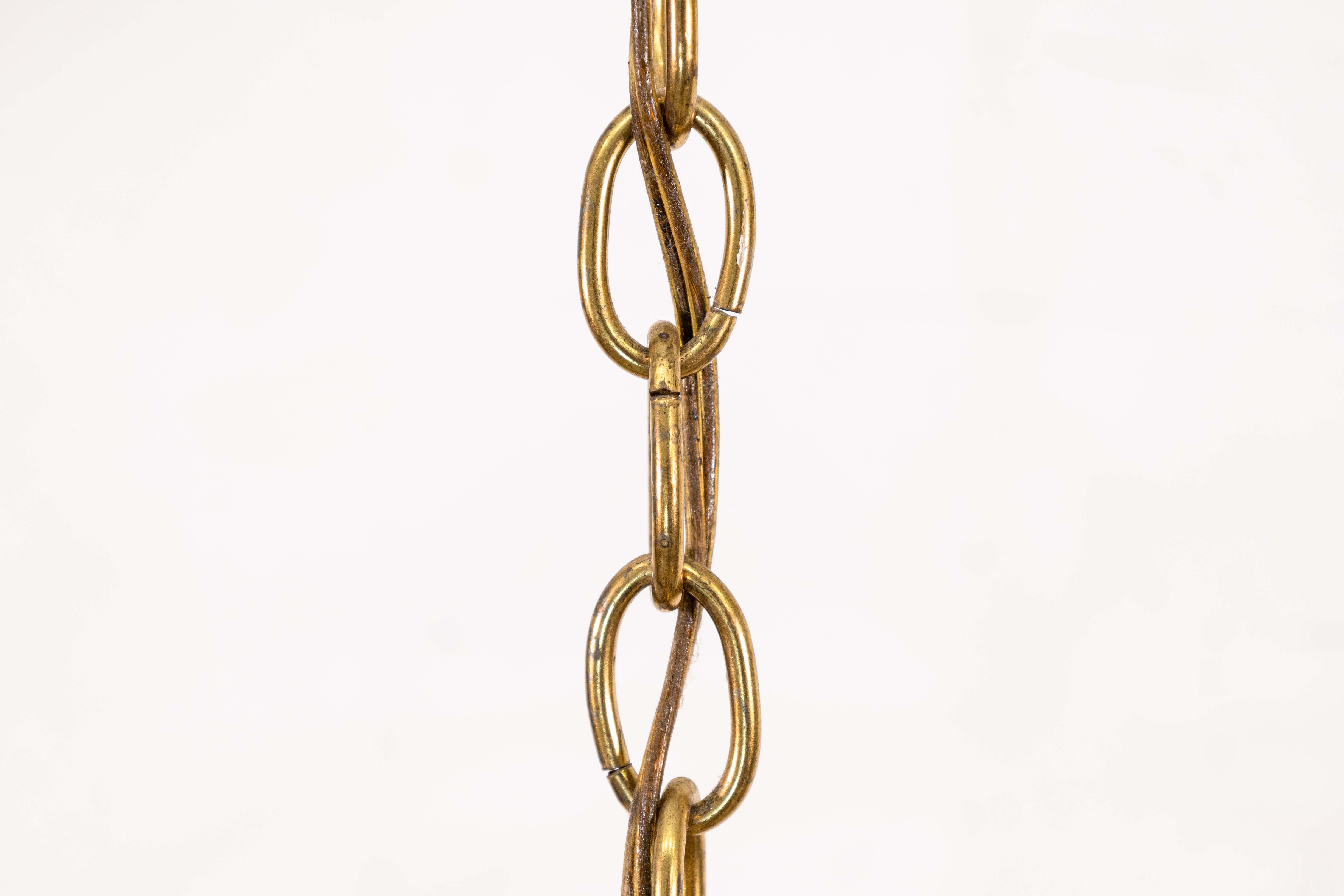 Pair of 1960s Feldman Brass Glass and Lucite Mid Century Modern Chandeliers For Sale 4