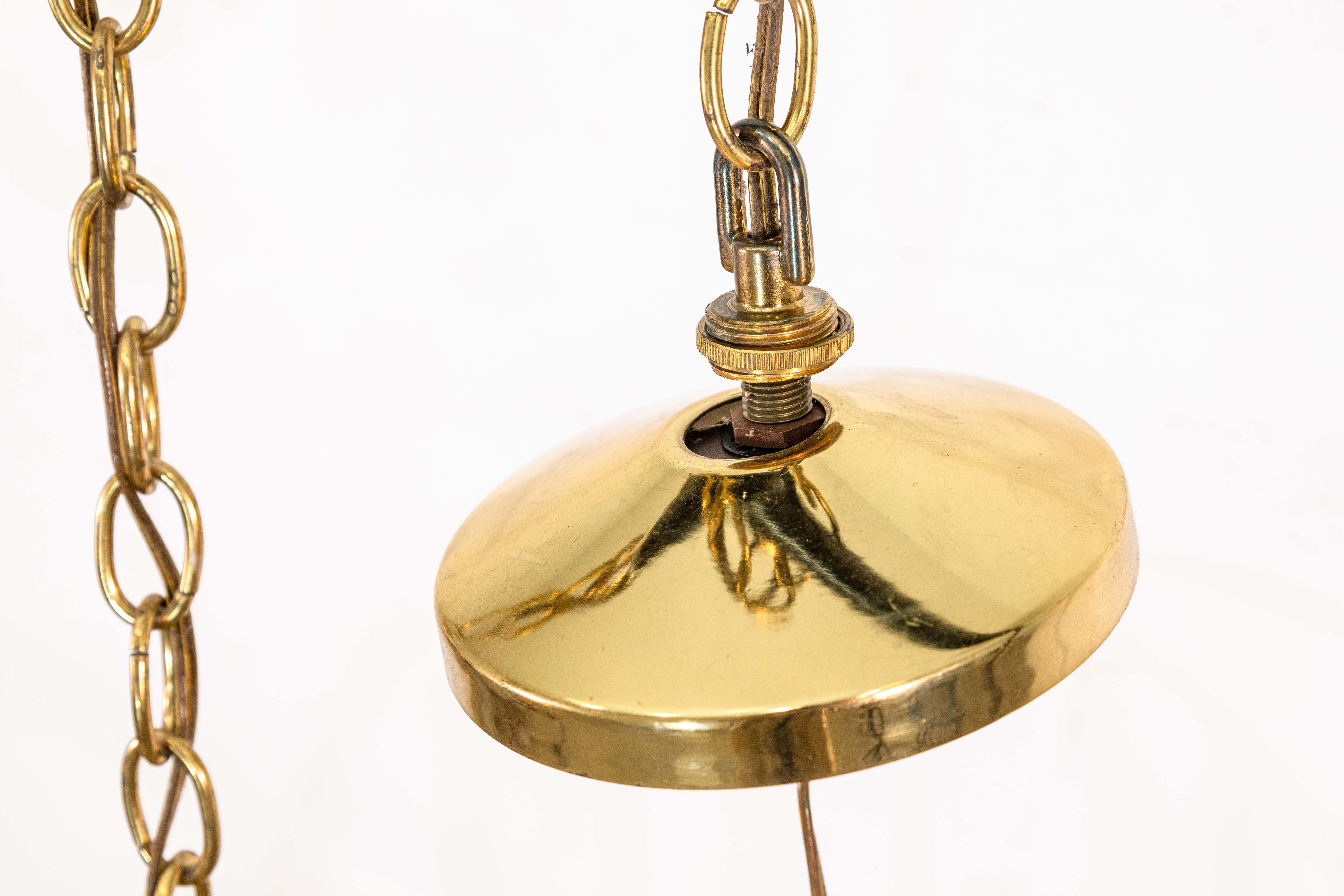 Pair of 1960s Feldman Brass Glass and Lucite Mid Century Modern Chandeliers For Sale 5