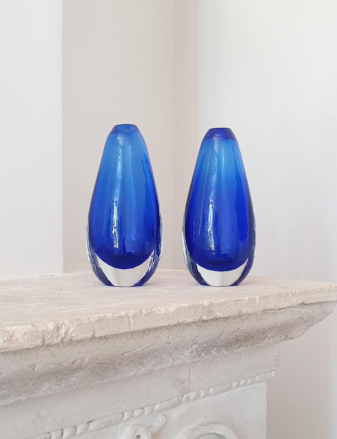 Pair of 1960s Flavio Poli Cobalt Blue Vases In Good Condition In Roma, IT