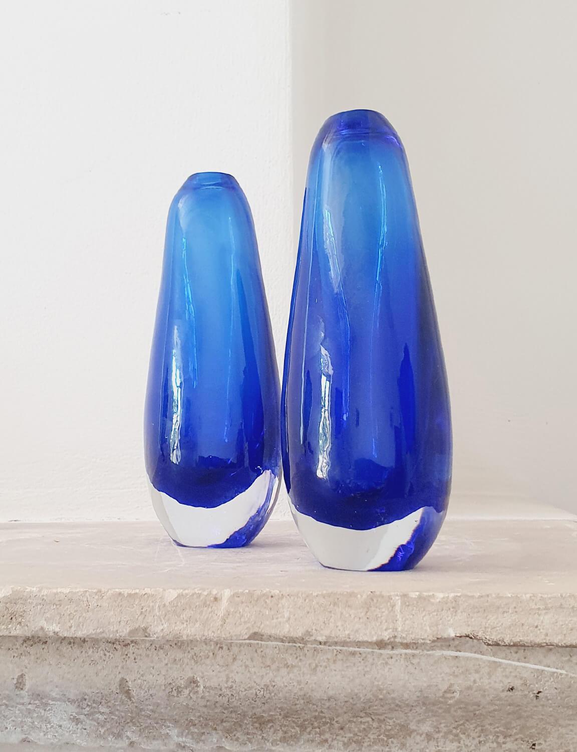 Mid-20th Century Pair of 1960s Flavio Poli Cobalt Blue Vases