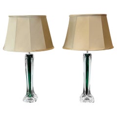 Pair of 1960s Flygsfors Green Table Lamps