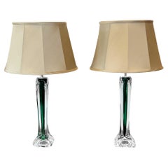 Pair of 1960s Flygsfors Green Table Lamps