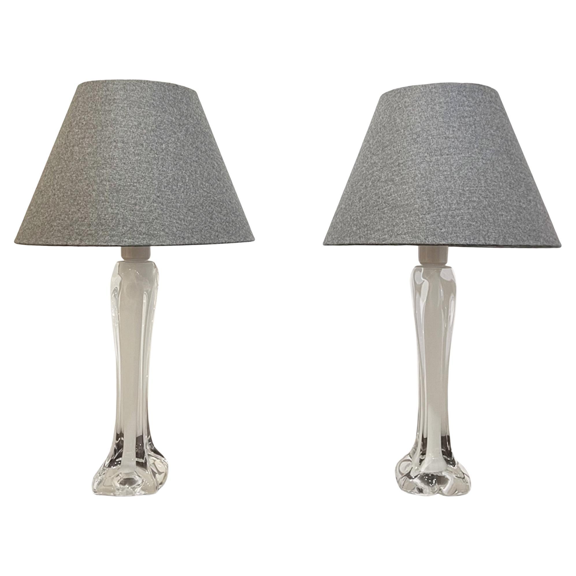 Pair of 1960s Flygsfors White Table Lamps For Sale