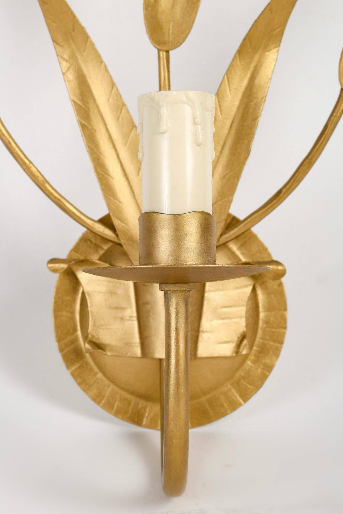 Mid-20th Century Pair of 1960s 'Foliage' Sconces by Maison FlorArt For Sale