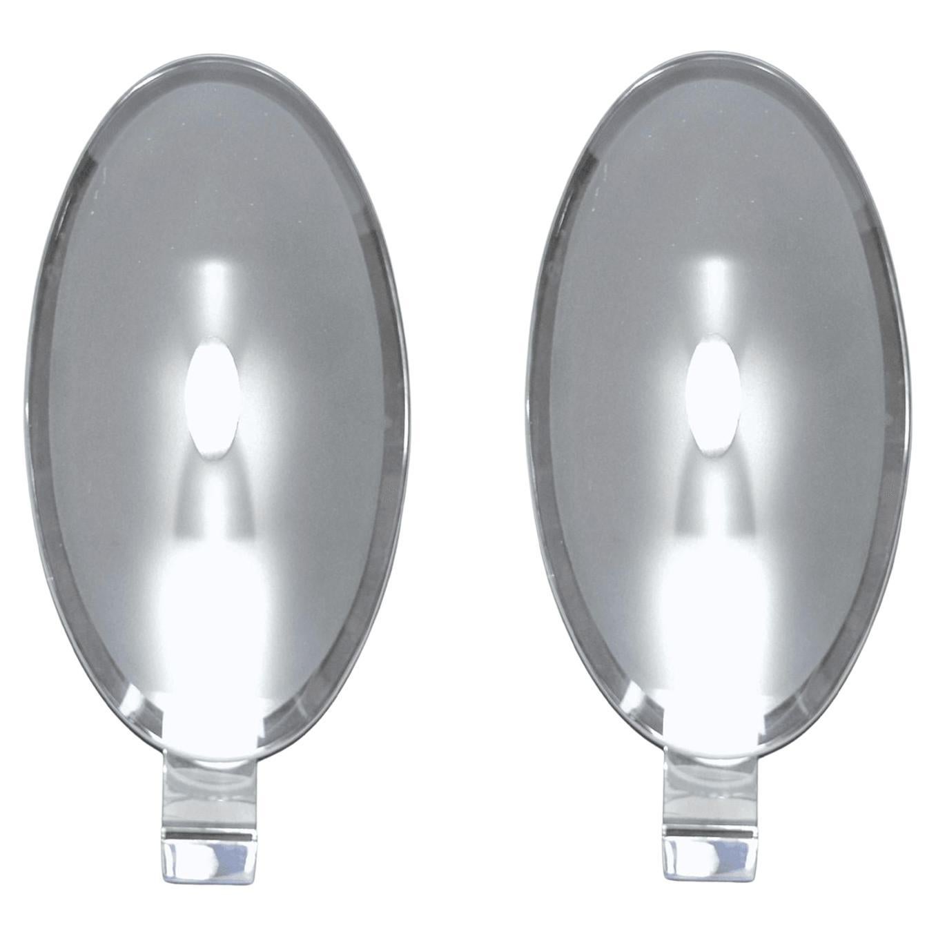 Pair of 1960's Fontana Arte Chrome and Frosted Glass Sconces For Sale