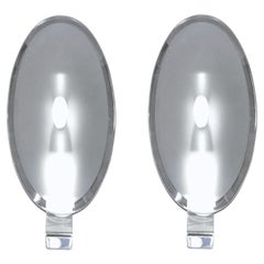Pair of 1960's Fontana Arte Chrome and Frosted Glass Sconces