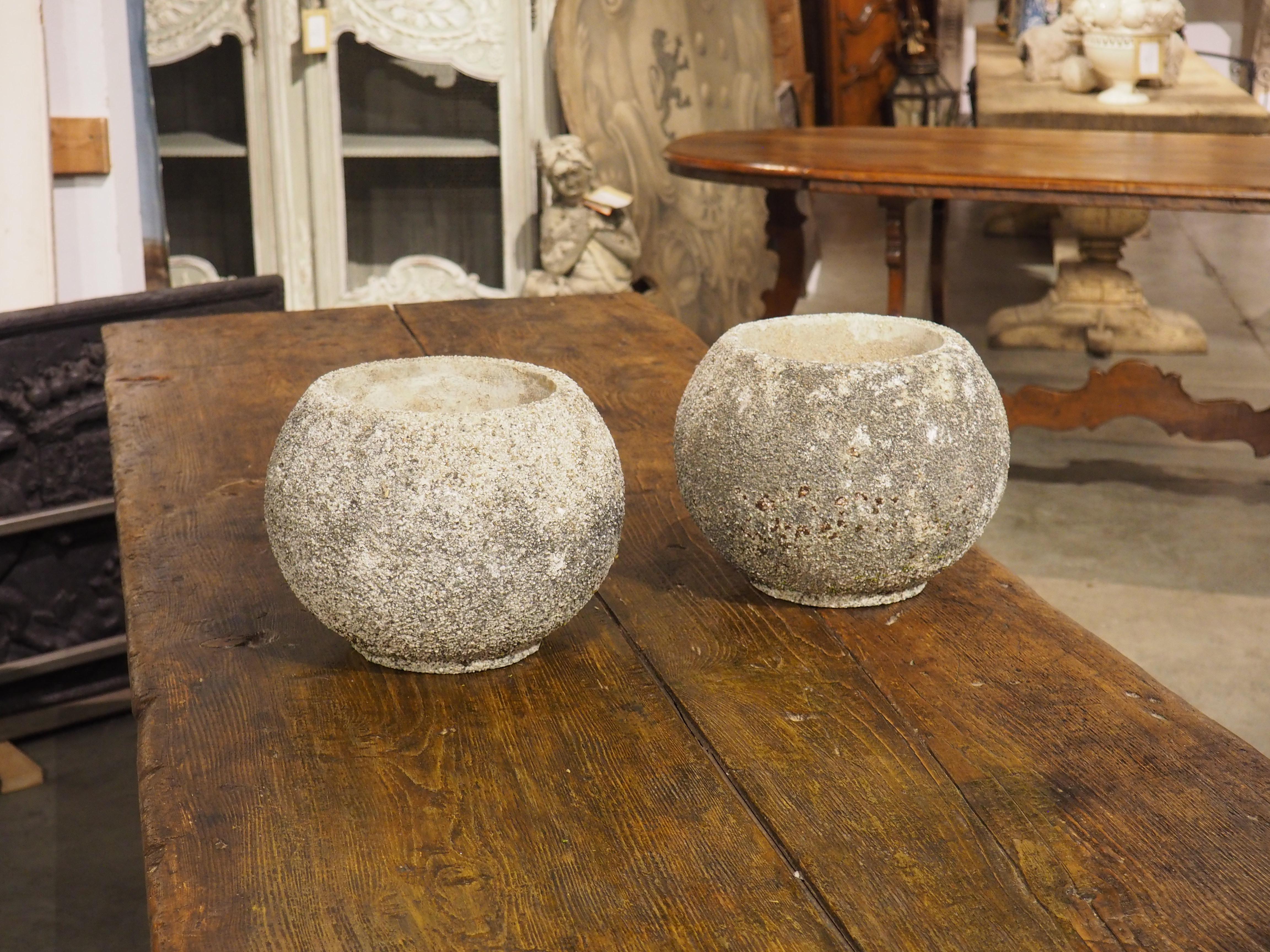 Pair of 1960’s French Boule Form Spherical Jardiniere Planters 5