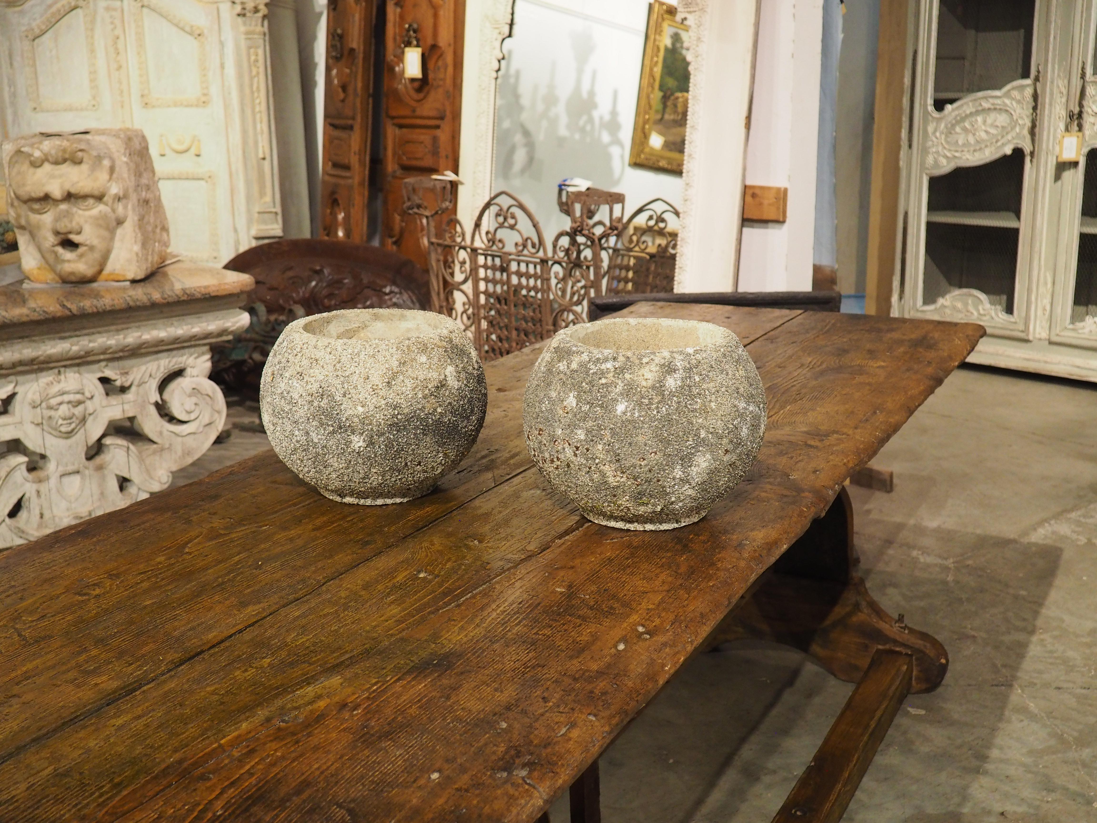 Pair of 1960’s French Boule Form Spherical Jardiniere Planters 2