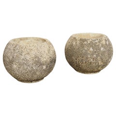 Vintage Pair of 1960’s French Boule Form Spherical Jardiniere Planters
