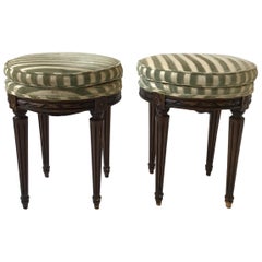Pair Of 1960s French  Style Carved Footstools