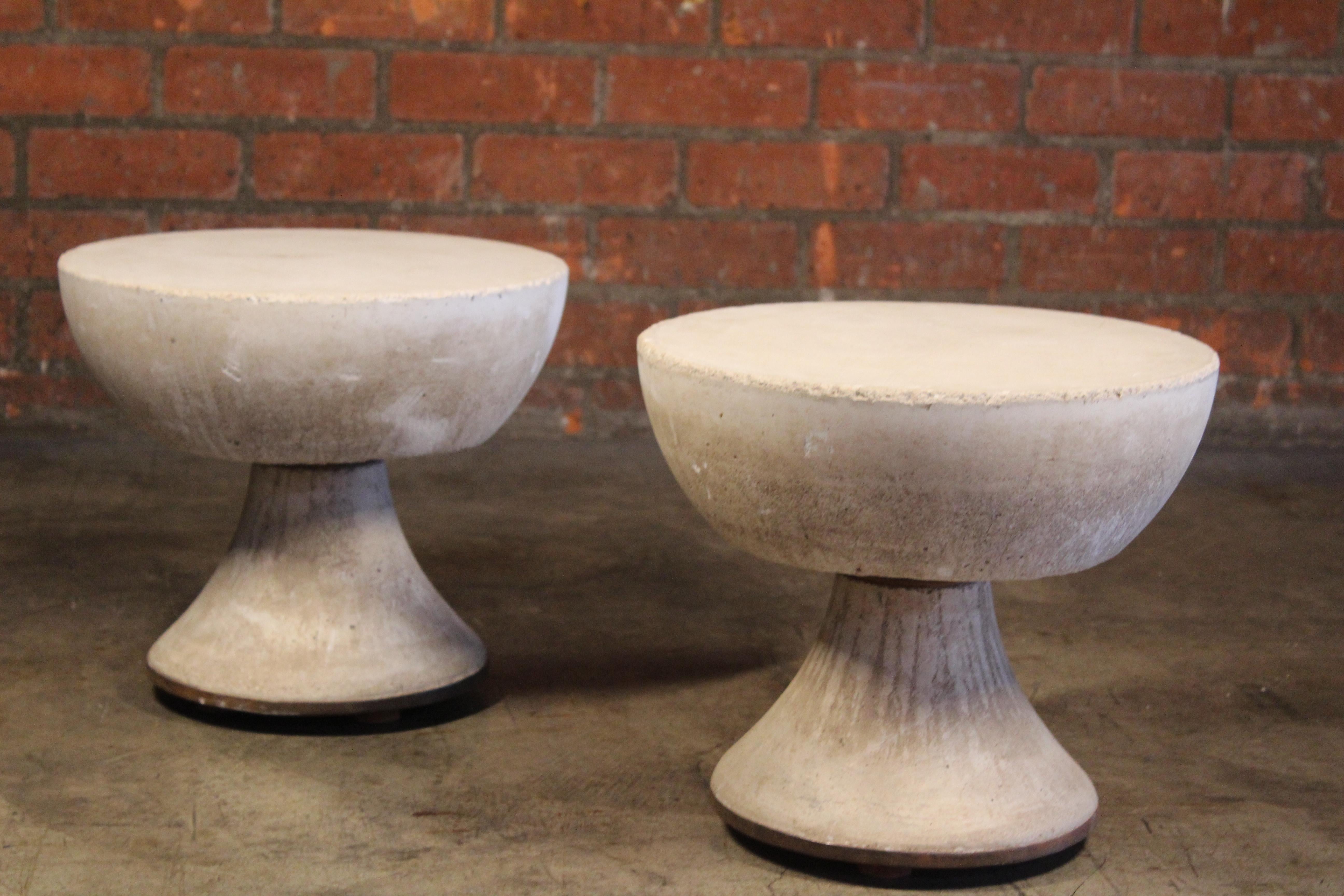 Steel Pair of 1960s French Cast Concrete Side Tables