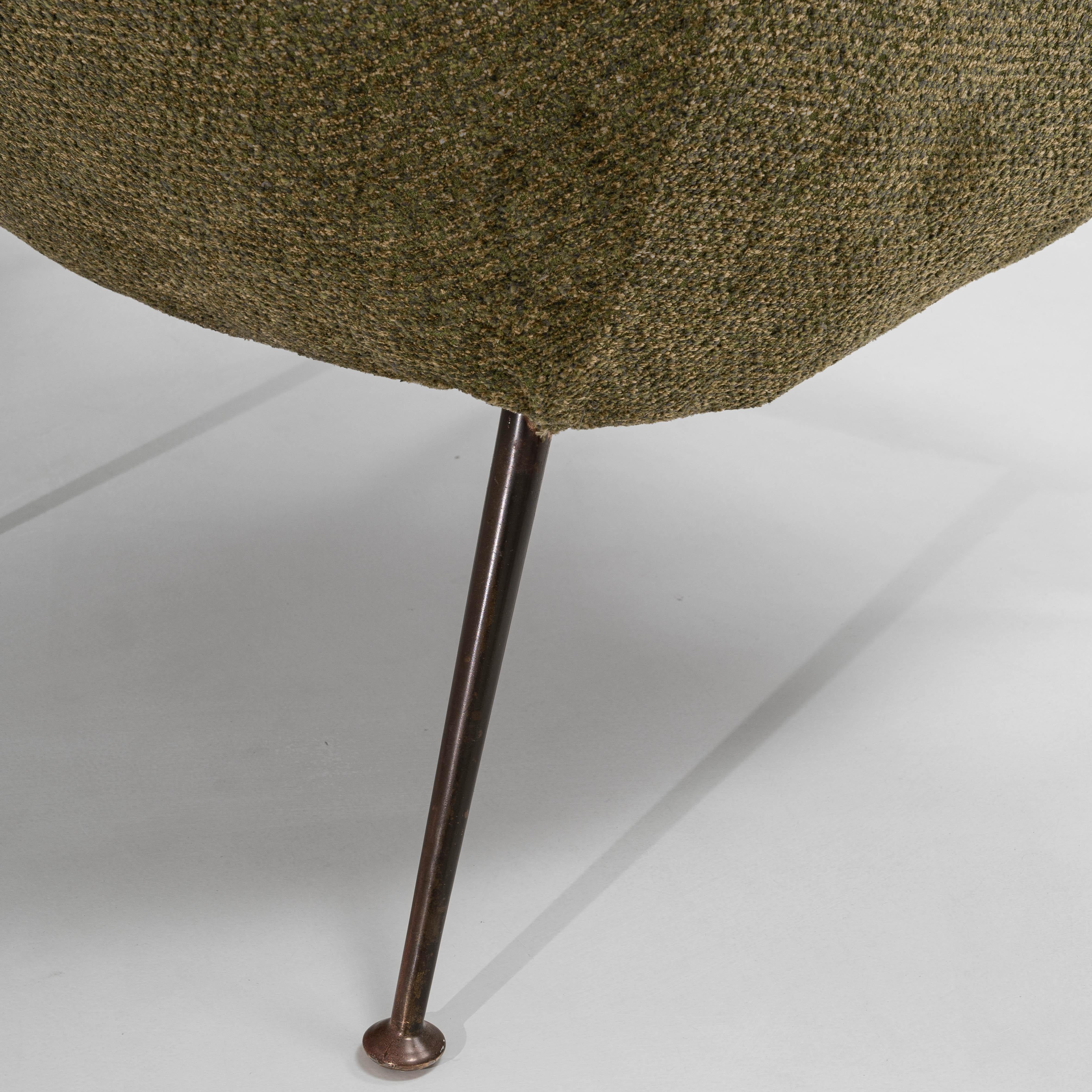 Pair of 1960s French Green Art Deco Upholstered Armchairs For Sale 5