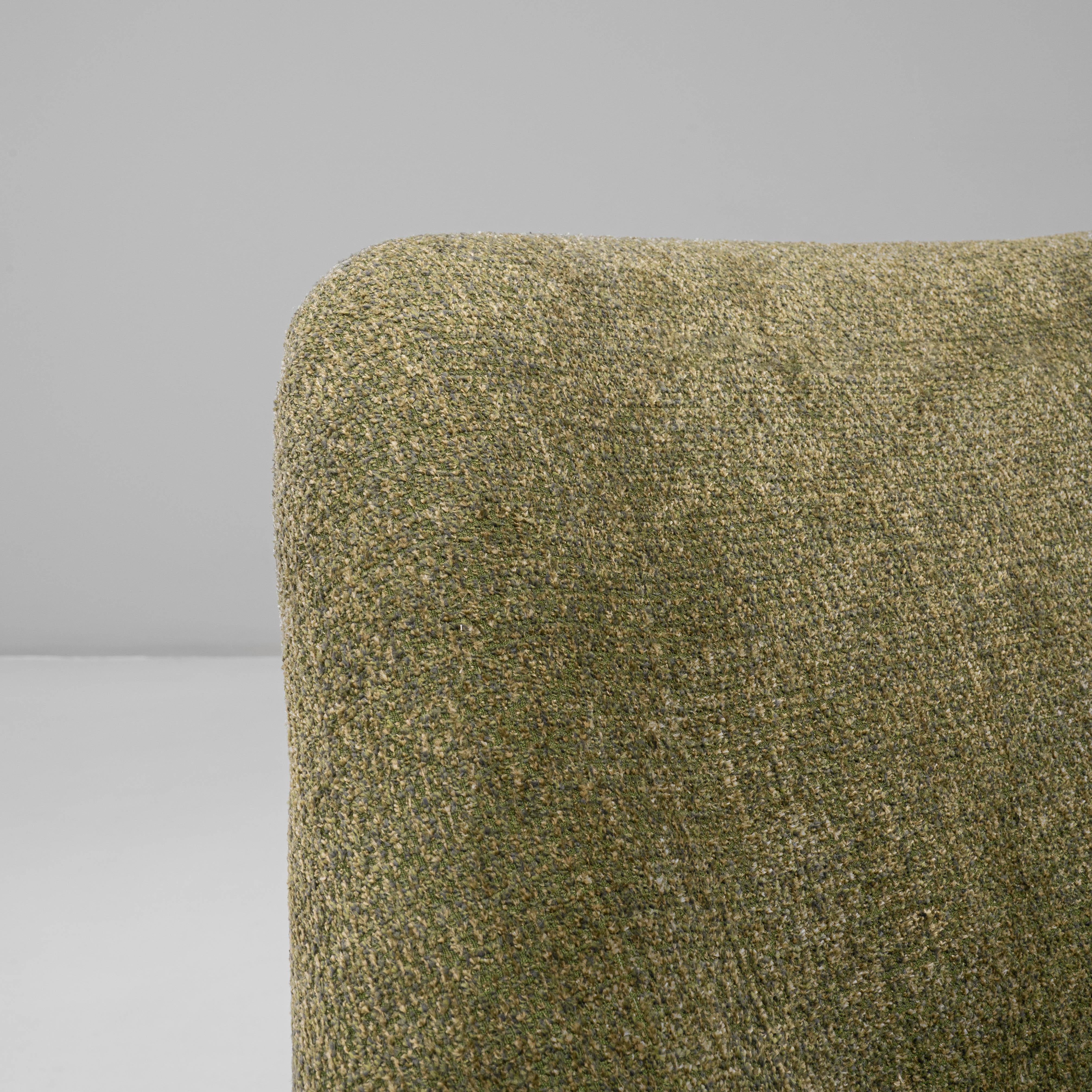 Pair of 1960s French Green Art Deco Upholstered Armchairs For Sale 1