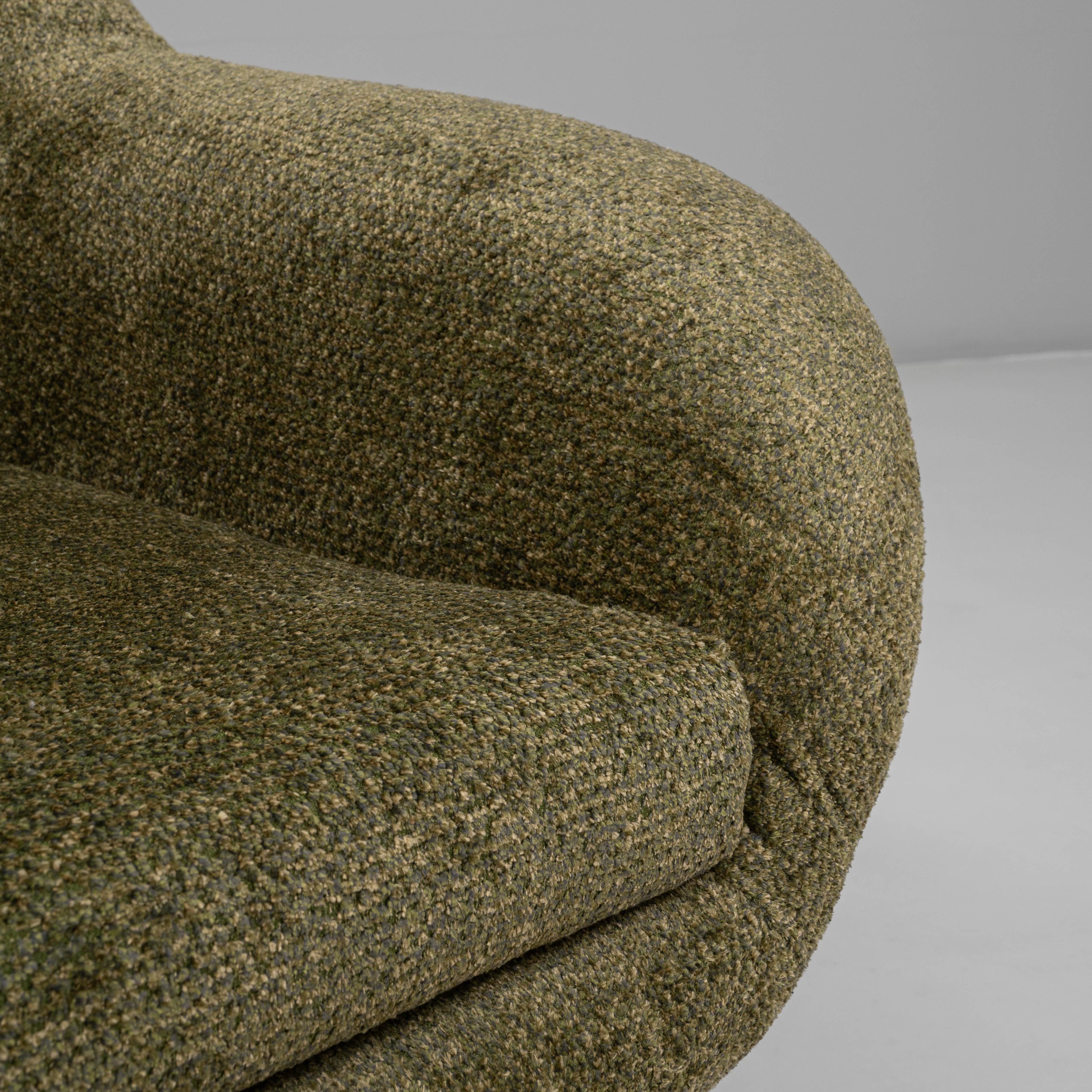 Pair of 1960s French Green Art Deco Upholstered Armchairs For Sale 2