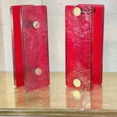 Pair of 1960's French Red Resin Double Door Pulls