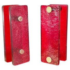 Pair of 1960's French Red Resin Double Door Pulls