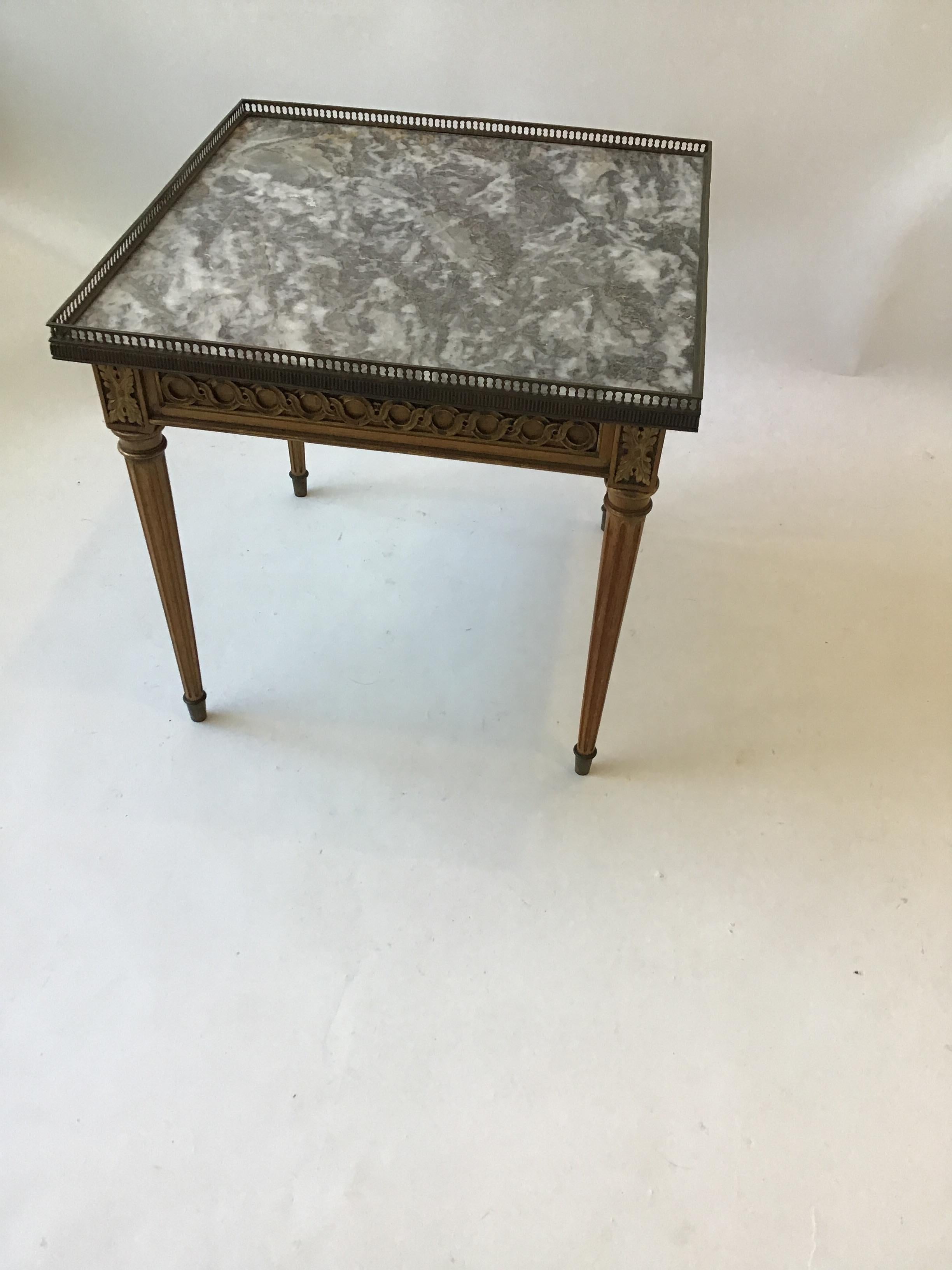 Pair of 1960s French Style Louis XVI Marble-Top Side Tables 3