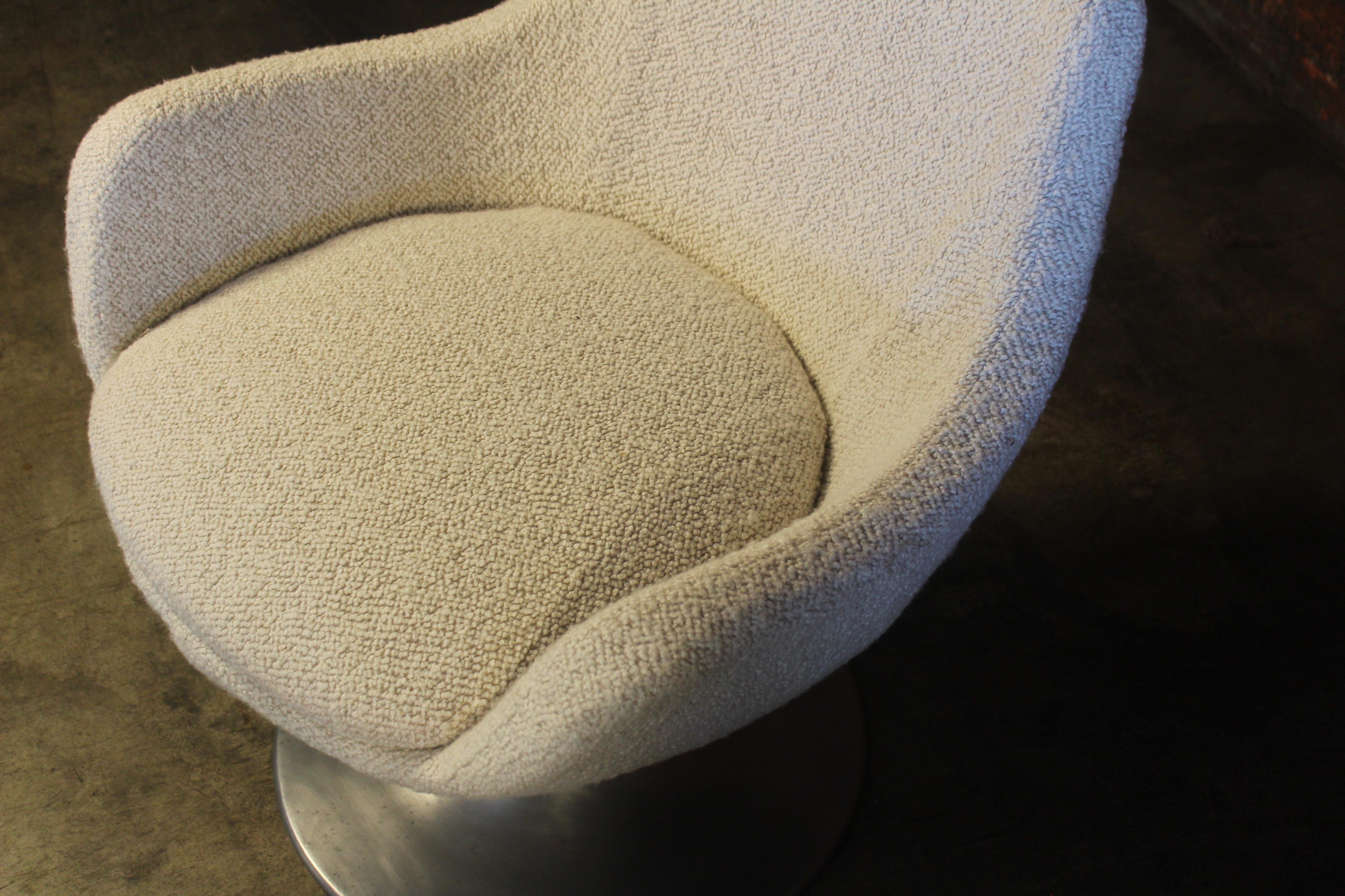 Pair of Pierre Guariche Swivel Chairs in Pierre Frey Boucle 12