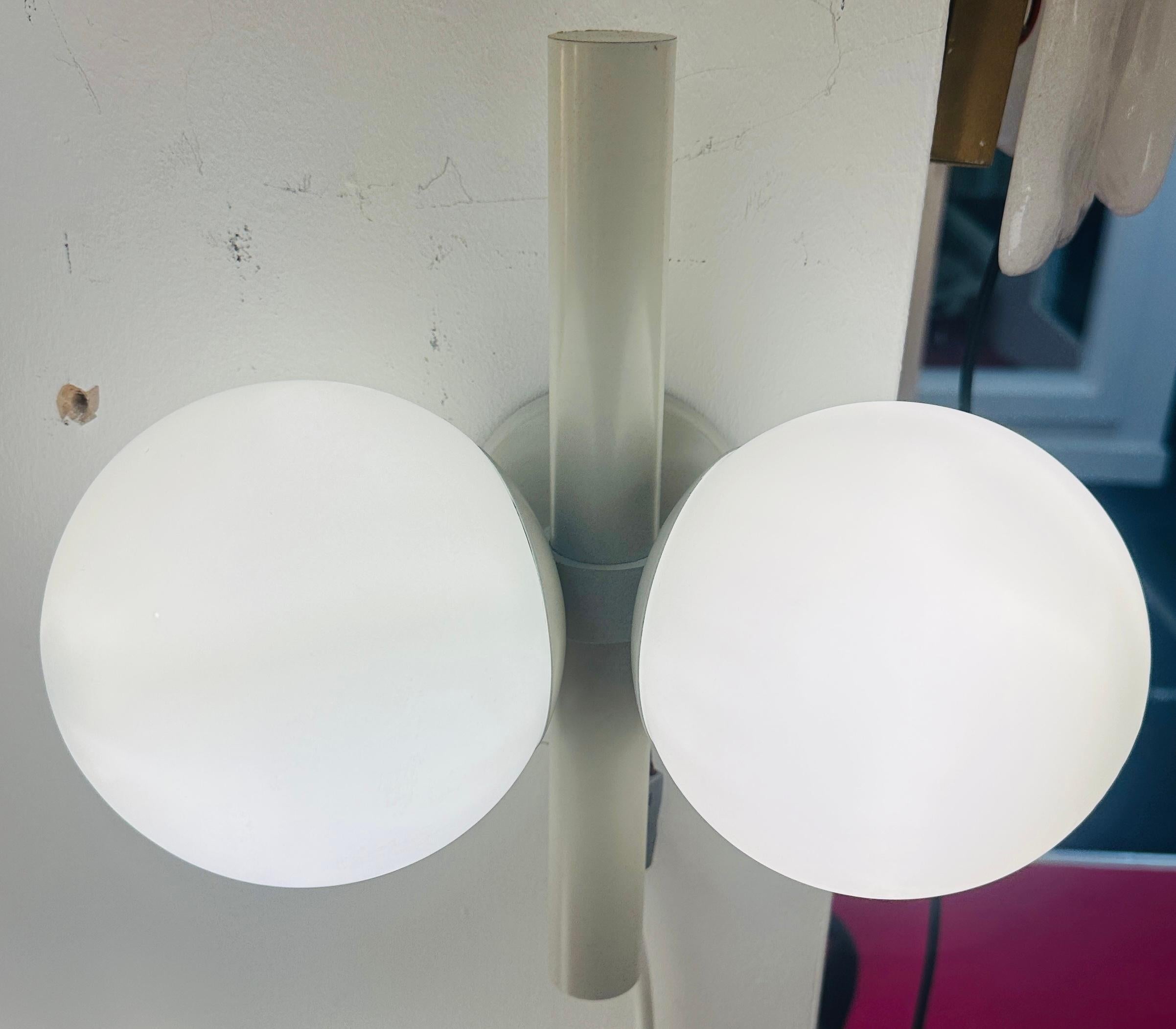 Pair of 1960s German Kaiser Leuchten Opaline Globe Wall Lights or Sconces For Sale 3