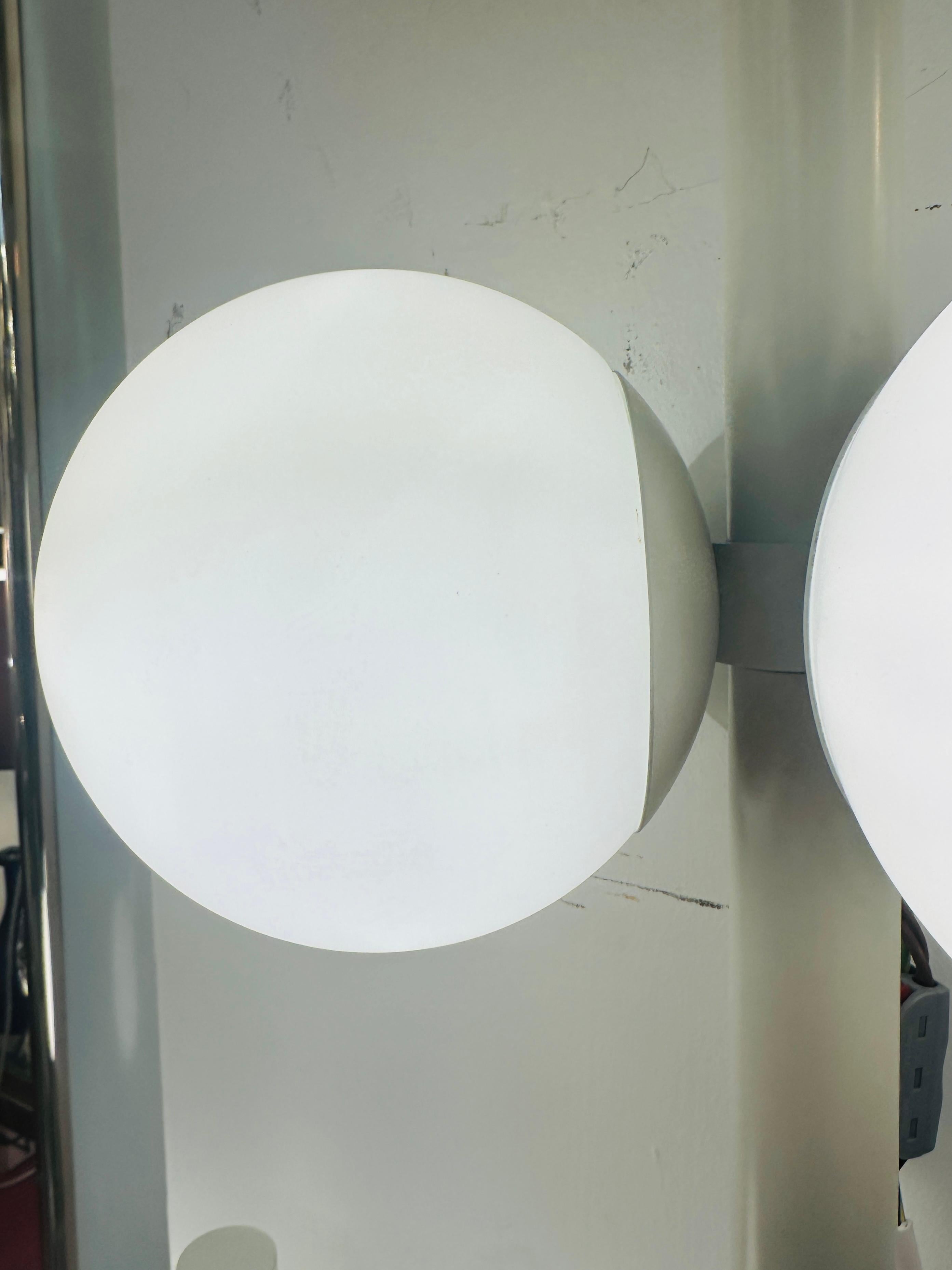 Pair of 1960s German Kaiser Leuchten Opaline Globe Wall Lights or Sconces For Sale 4
