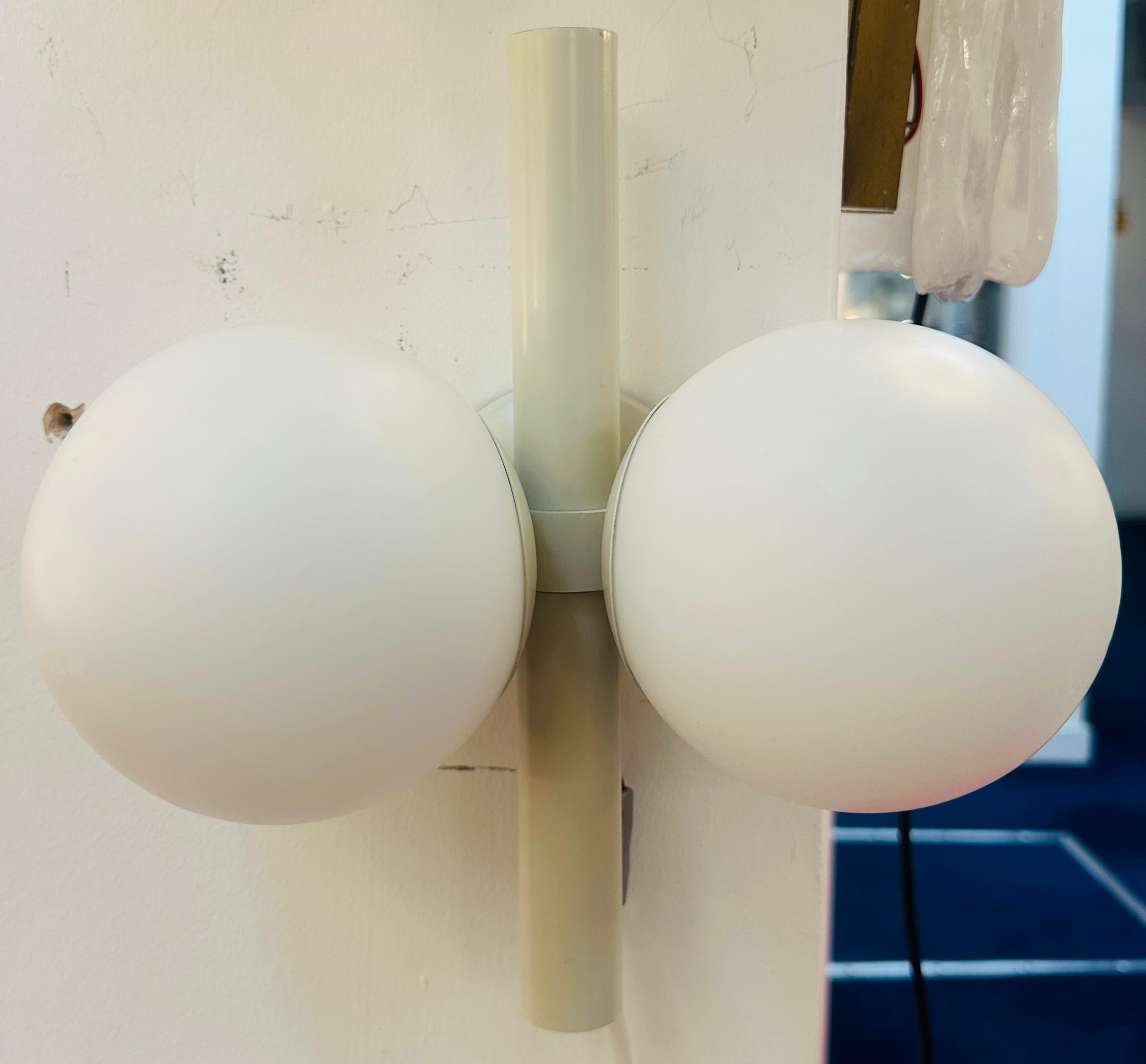 Pair of 1960s German Kaiser Leuchten Opaline Globe Wall Lights or Sconces For Sale 9