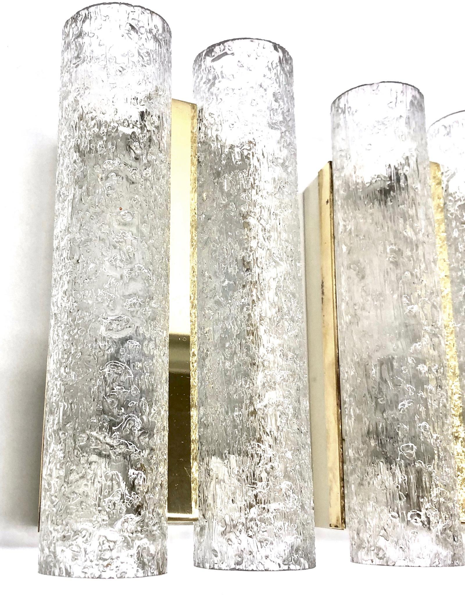 Pair of 1960s German Brass Doria Glass Tubes Sconces In Good Condition In Nuernberg, DE