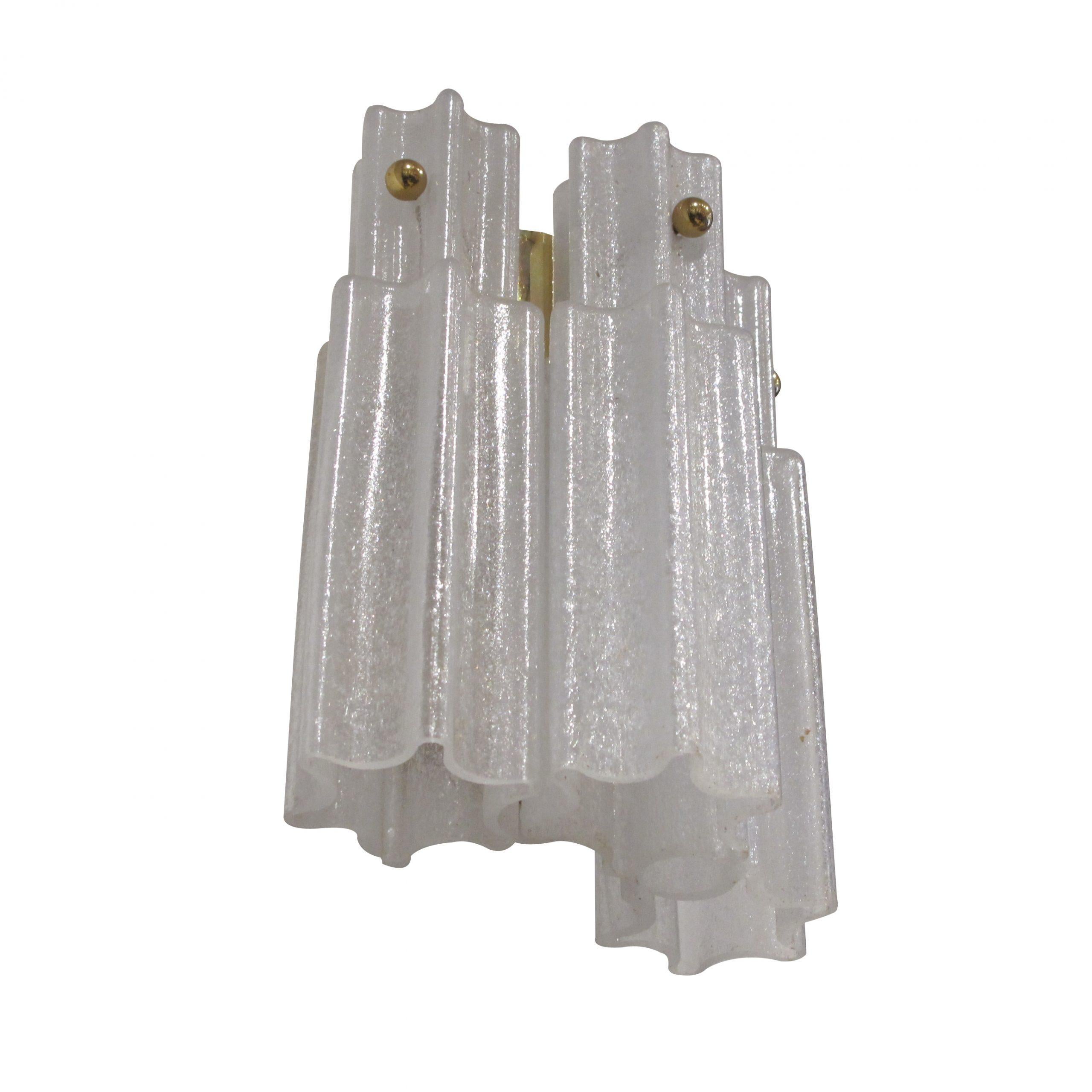Other Pair of 1960S German Hand Blown Glass Wall Lights Sconces by Glashütte Limburg