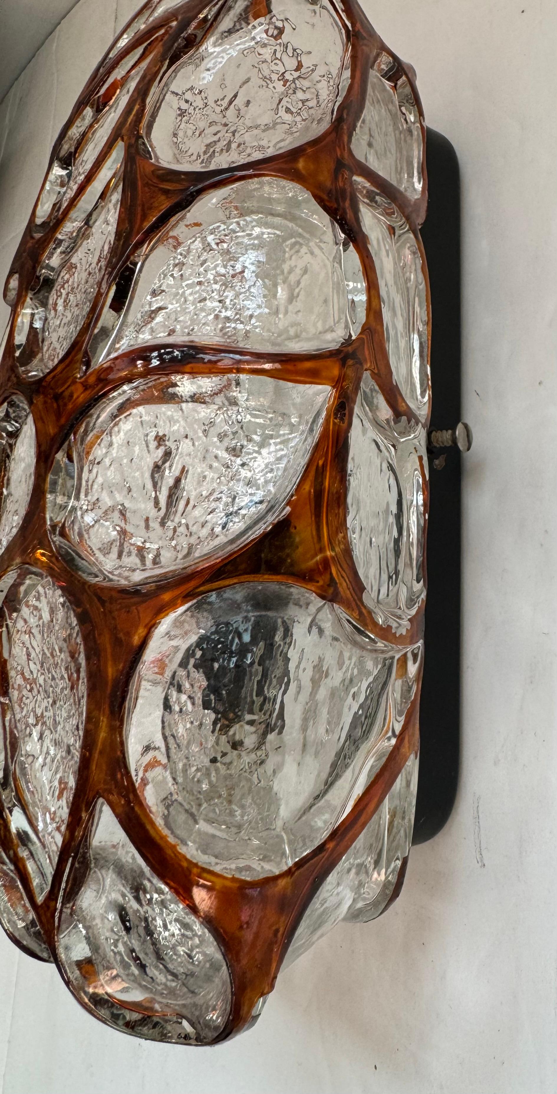 Paar deutsche Hillebrand Glas Mid Century Wandlampen aus den 1960er Jahren im Angebot 4
