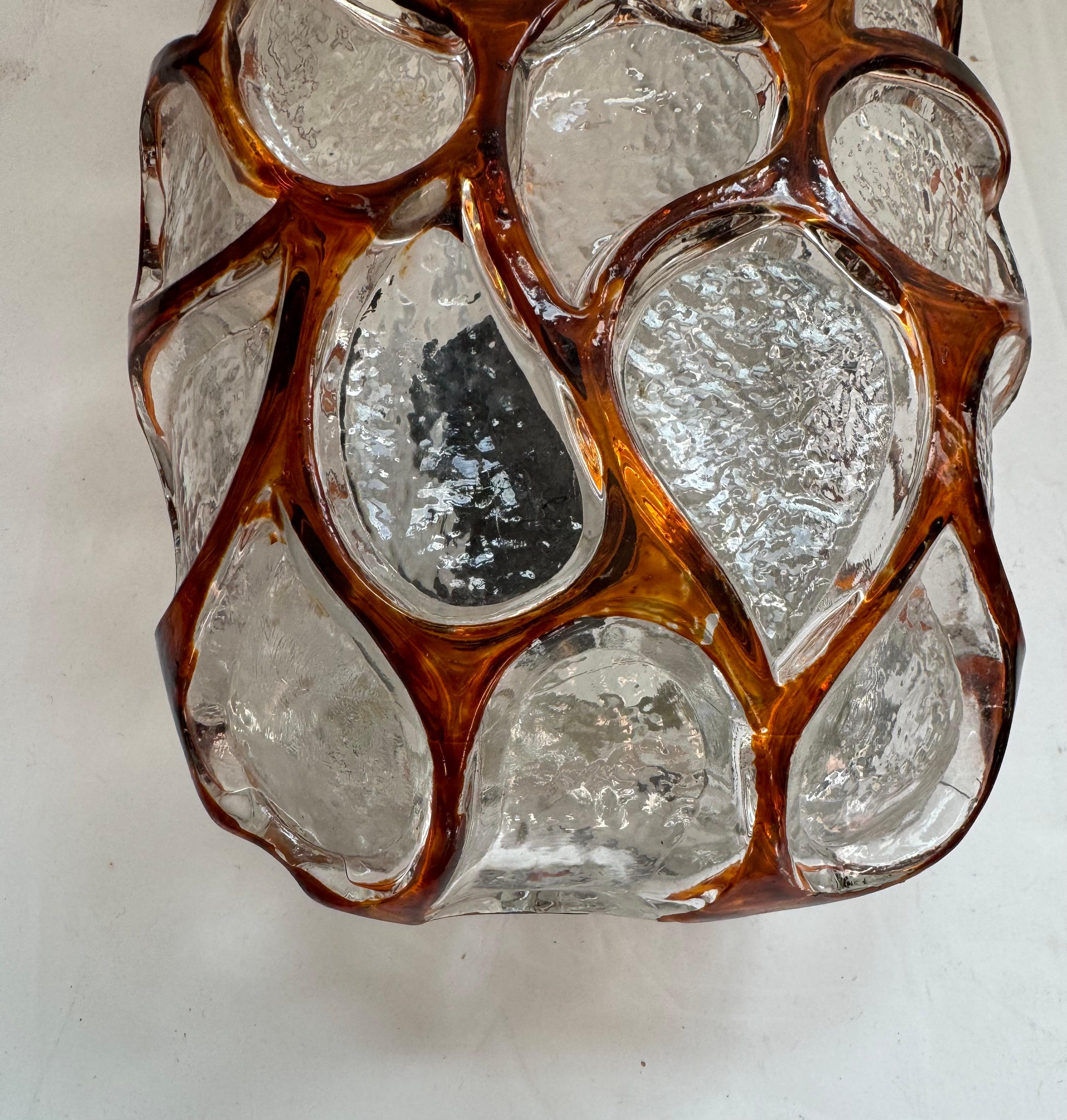 Pair of 1960s German Hillebrand Glass Mid Century Wall Lamps In Good Condition For Sale In New York, NY