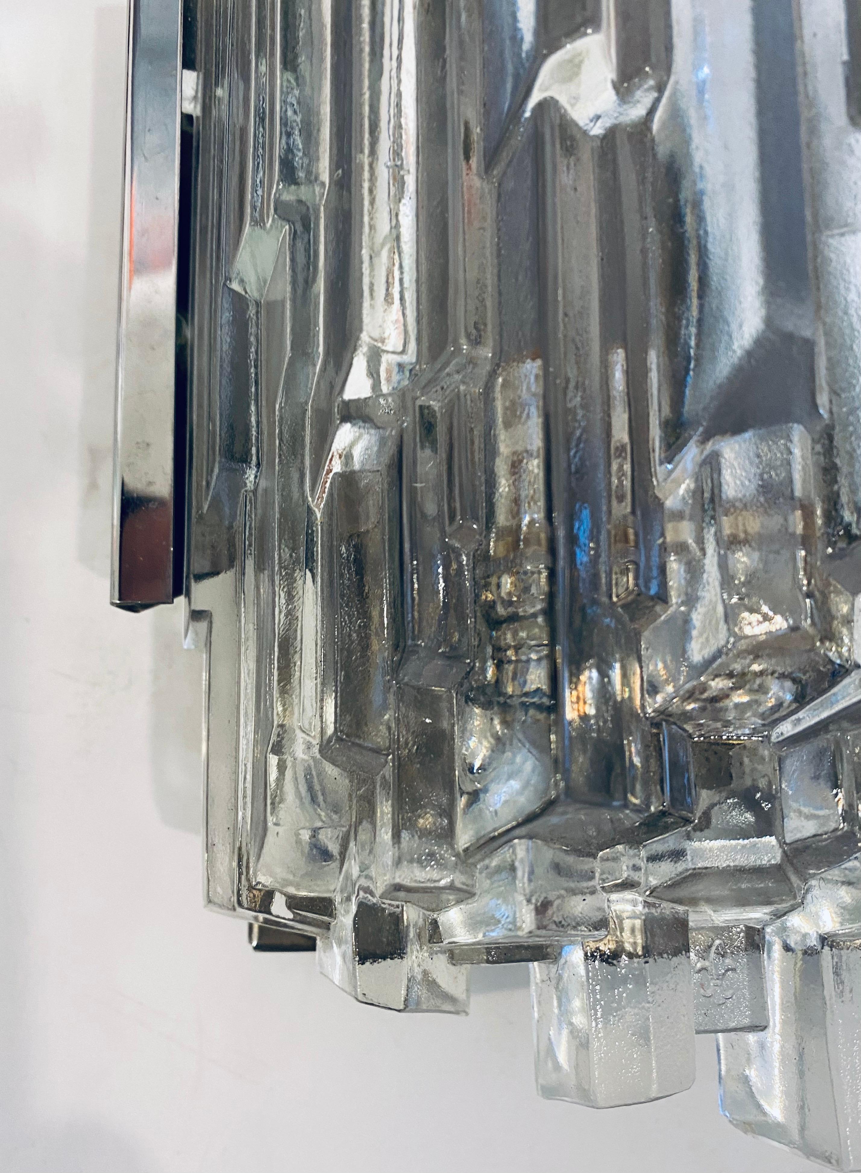 Pair of 1960s German Hillebrand Ice Crystal Sconces 7