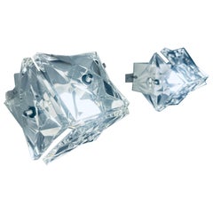 Pair of 1960s German Kinkeldey Prism Geometric Crystal Glass Wall Lights Sconces