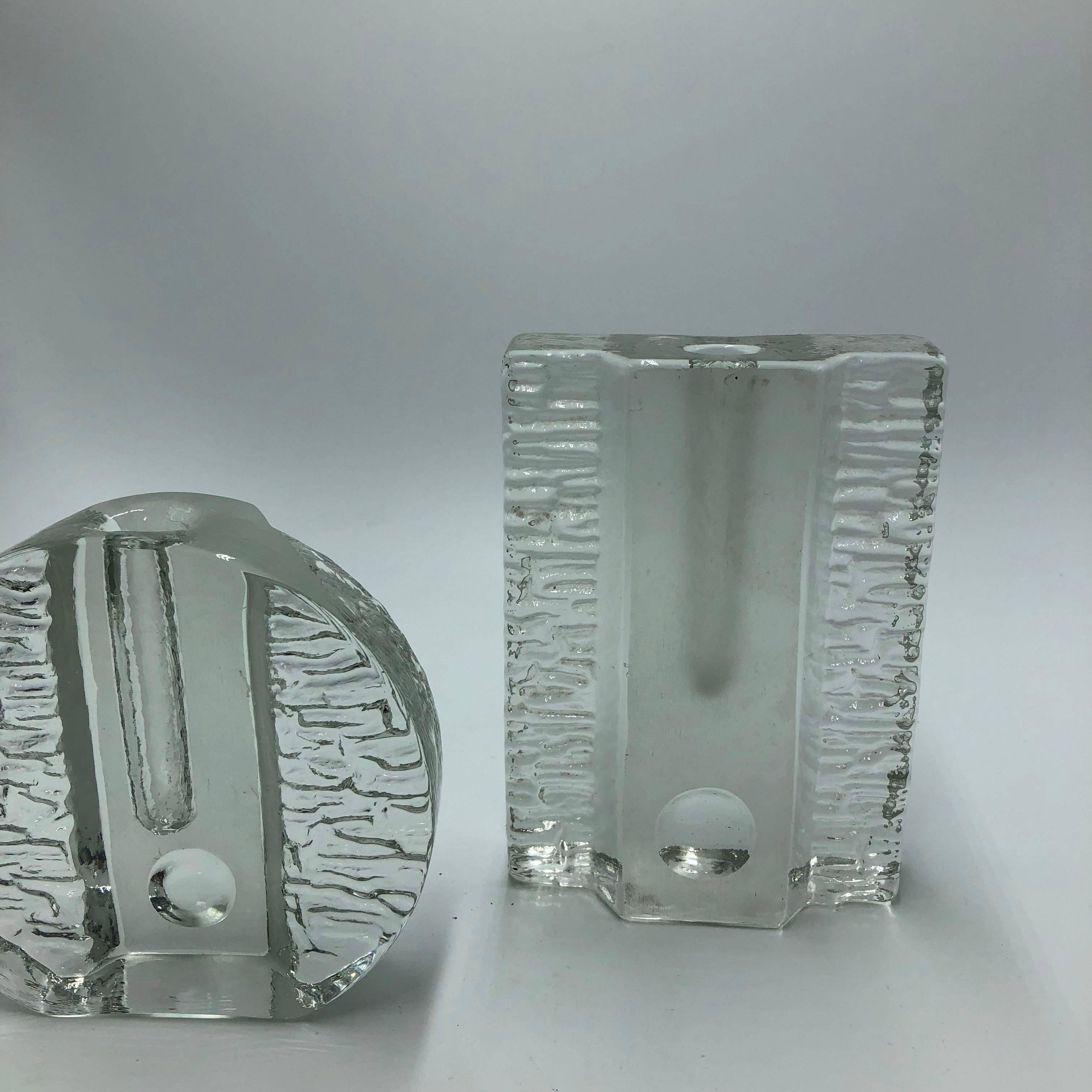 Mid-20th Century Pair of 1960s German Walther Glass Solifleur Vases