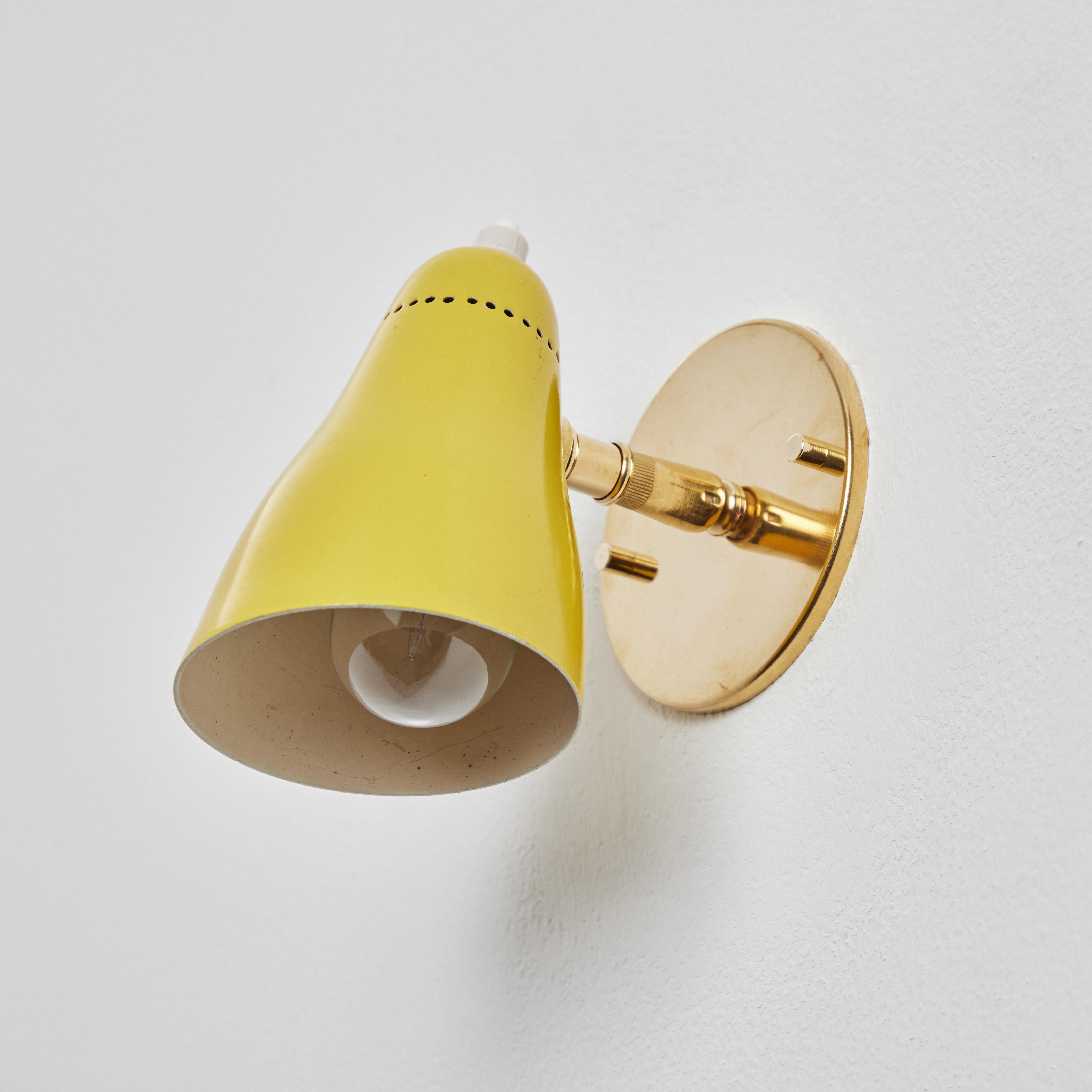 Pair of 1960s Giuseppe Ostuni Model #101 Yellow Articulating Sconces for O-Luce 3