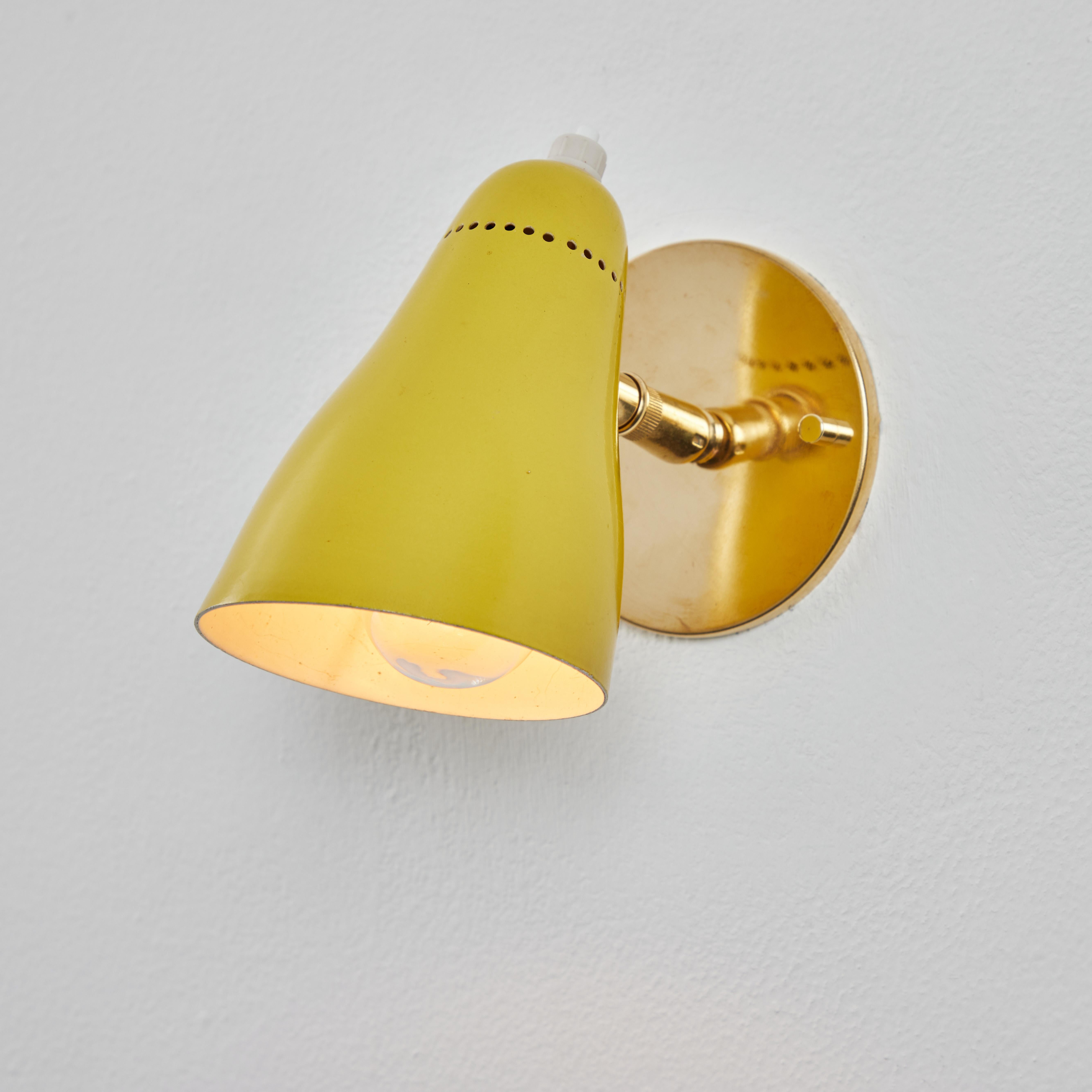 Mid-Century Modern Pair of 1960s Giuseppe Ostuni Model #101 Yellow Articulating Sconces for O-Luce