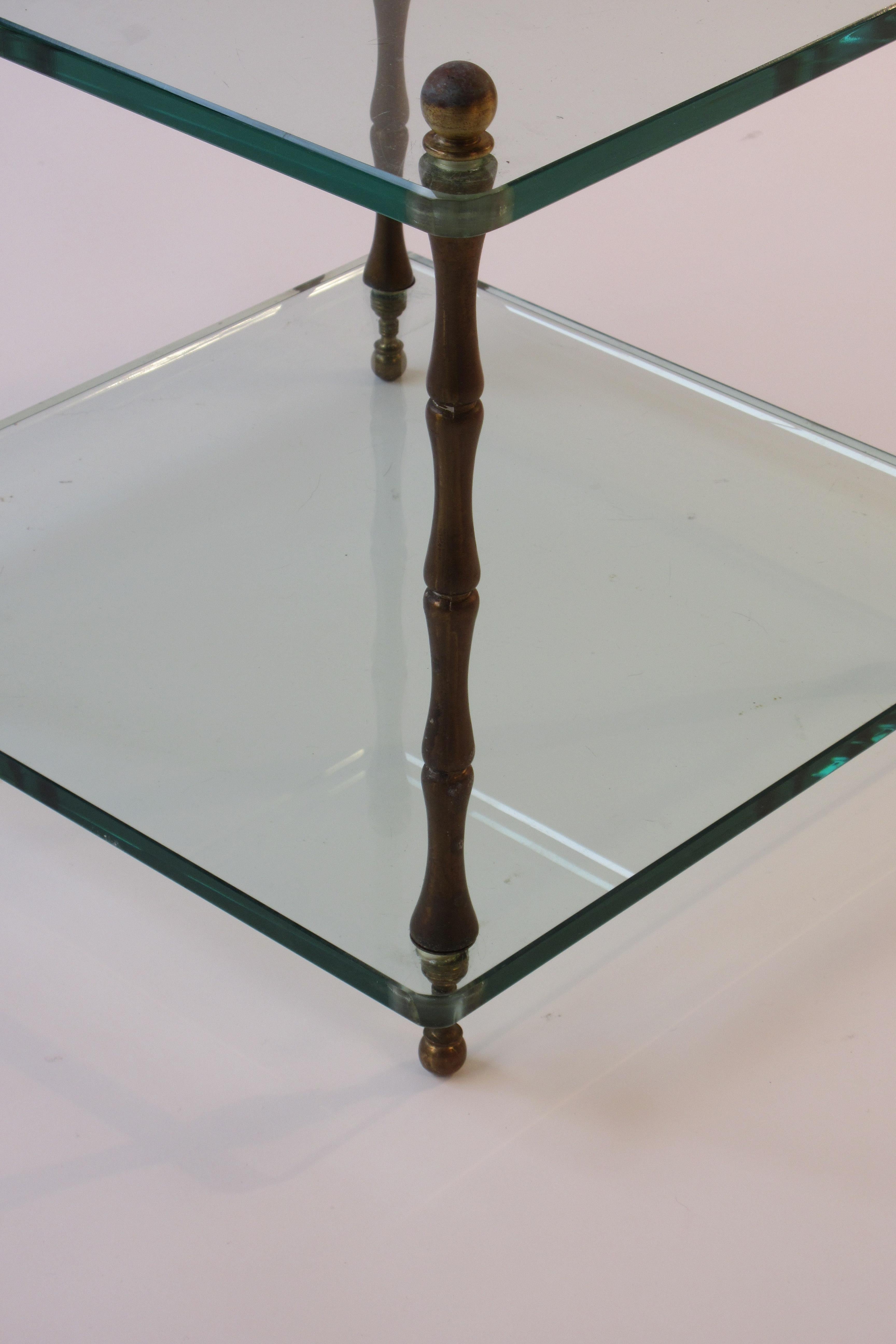 Pair of 1960s Glass and Brass Side Tables 6