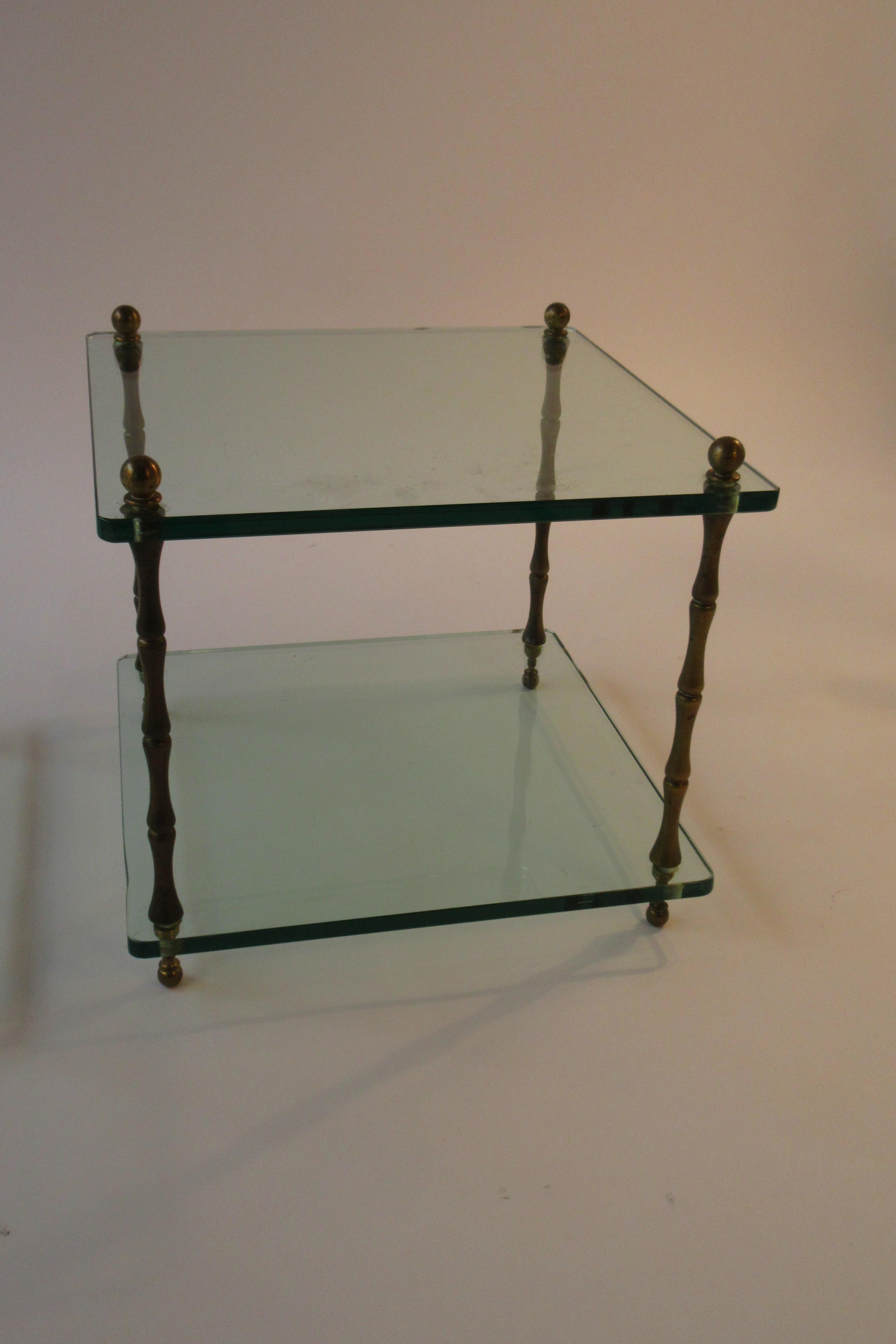 Pair of 1960s Glass and Brass Side Tables In Good Condition In Tarrytown, NY