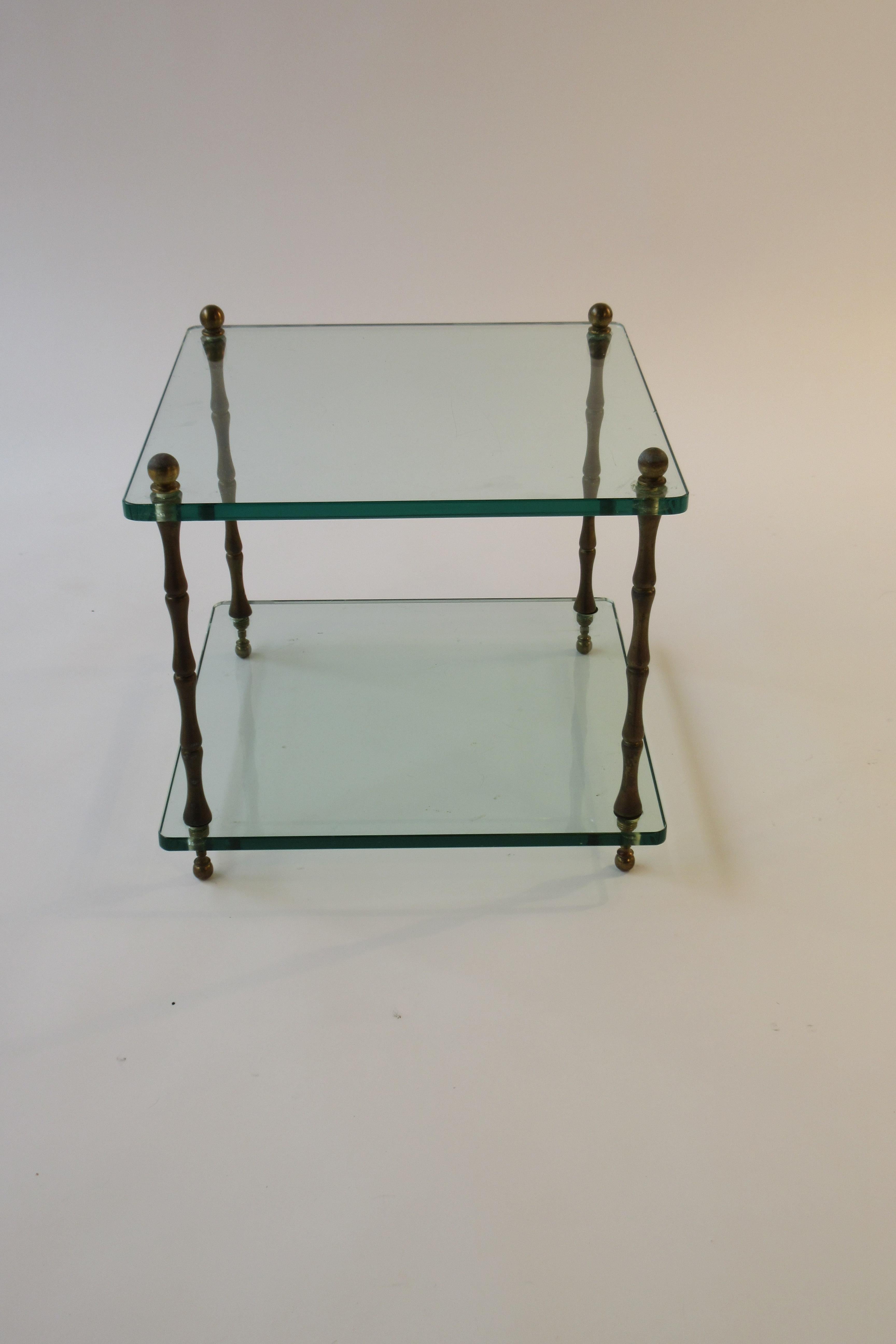 Mid-20th Century Pair of 1960s Glass and Brass Side Tables