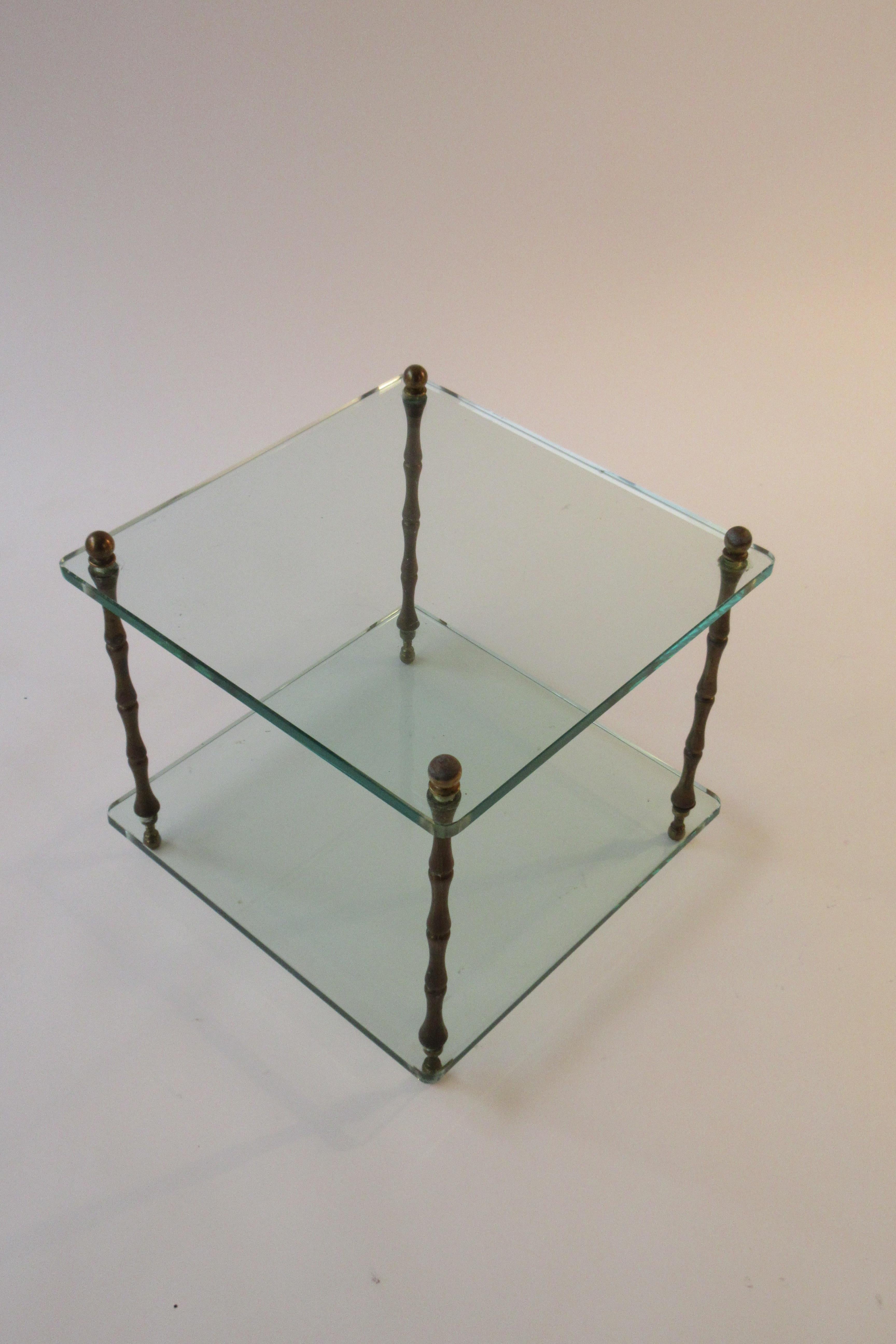Pair of 1960s Glass and Brass Side Tables 1