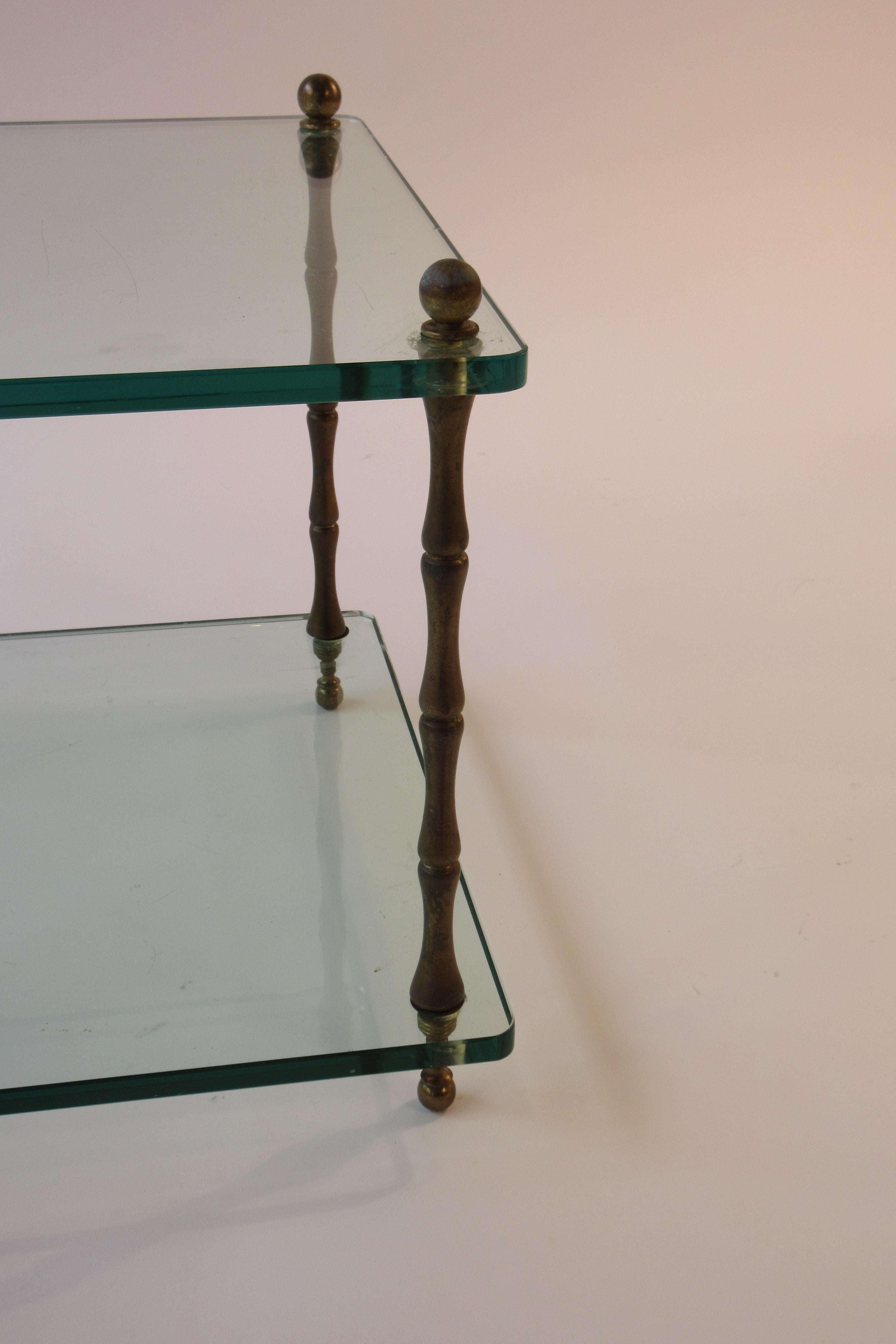 Pair of 1960s Glass and Brass Side Tables 2