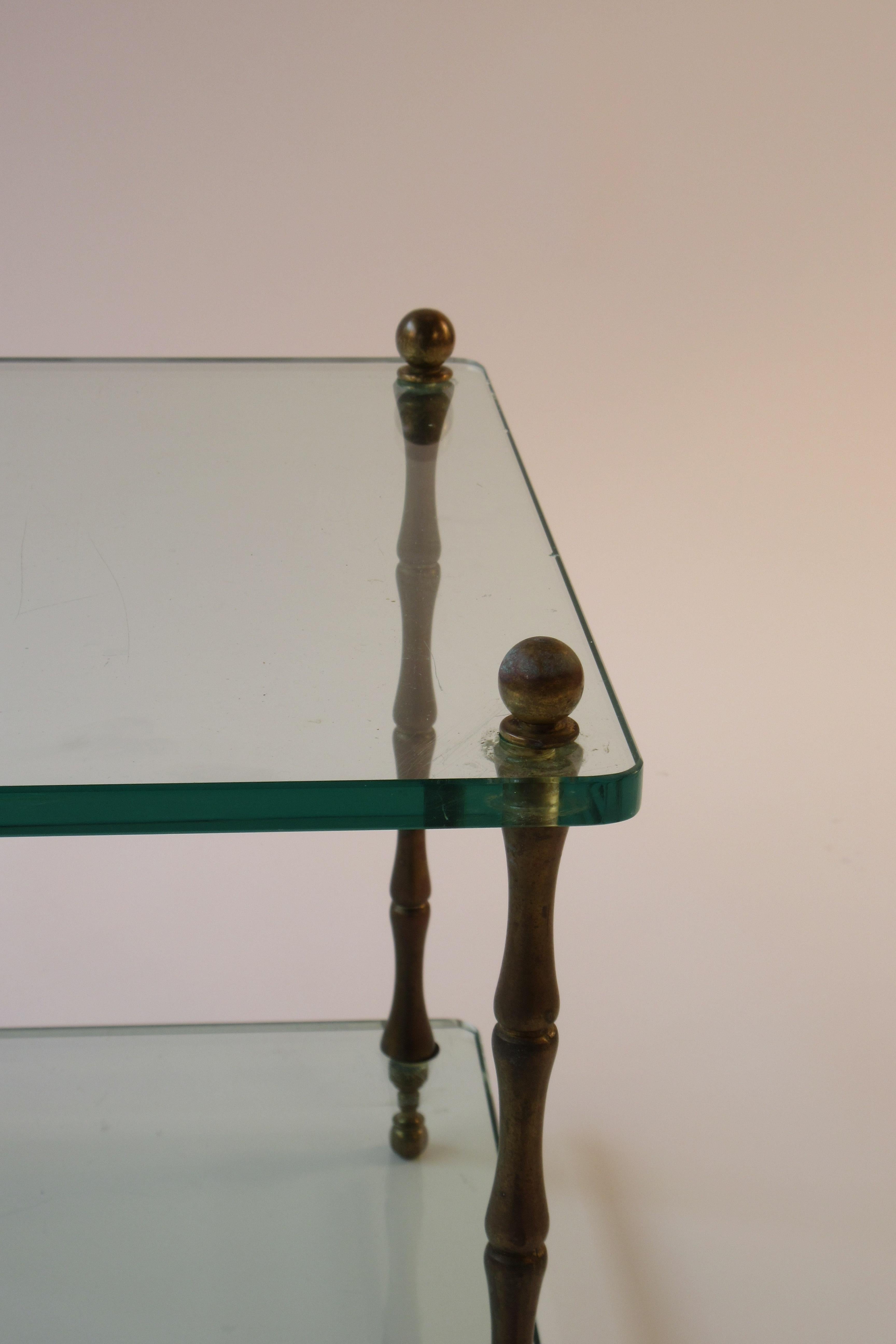 Pair of 1960s Glass and Brass Side Tables 3