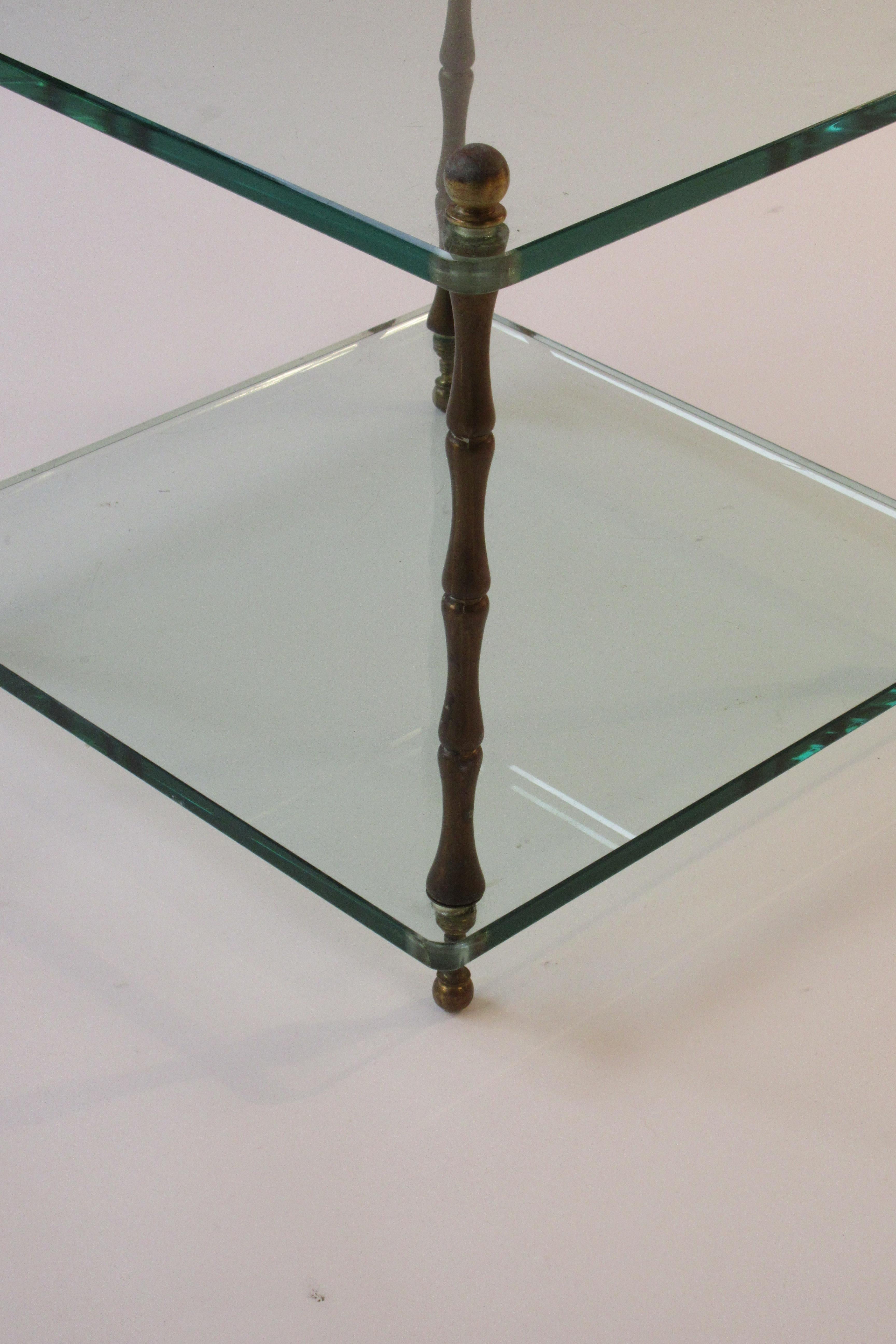 Pair of 1960s Glass and Brass Side Tables 4